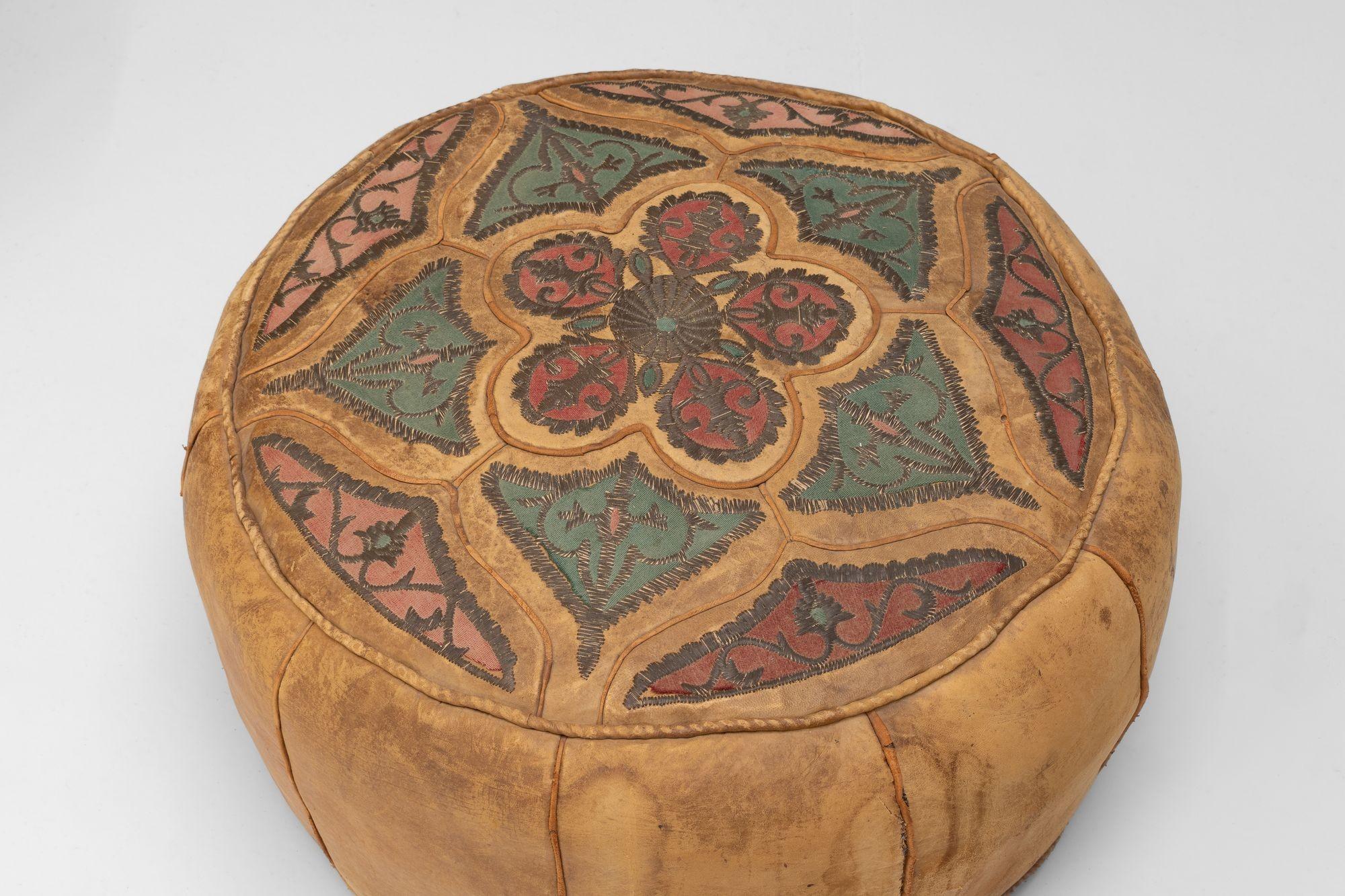 Mid-20th Century Leather Pouffes For Sale