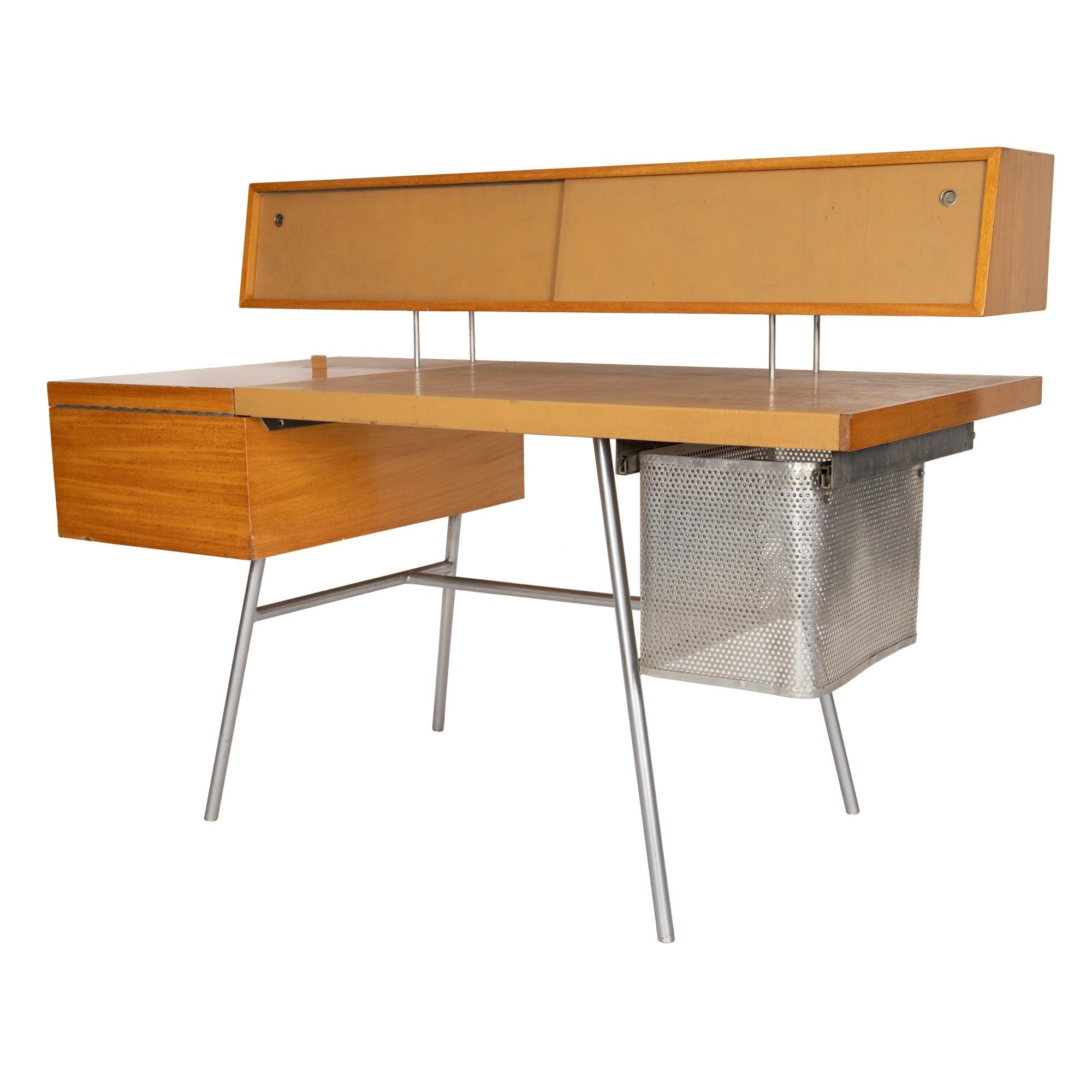 Scrivania in pelle, Primavera e acciaio di George Nelson per Herman Miller, 1946 In condizioni buone in vendita a Sagaponack, NY