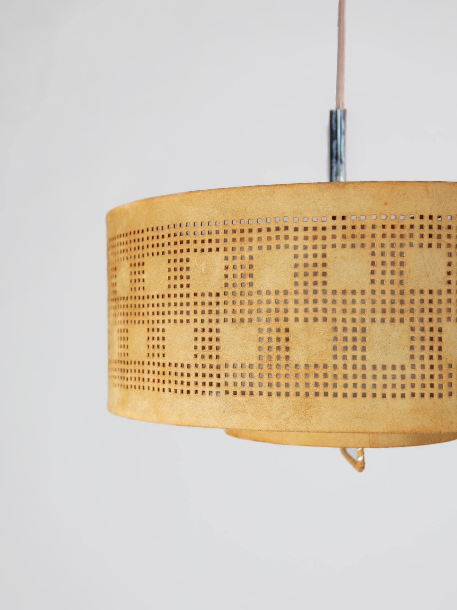 Late 20th Century Leather Pull Pendant by Charlotte Wawer for Home Lighting, Germany, 1970s For Sale