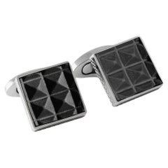 Boutons de manchette pyramides cuir