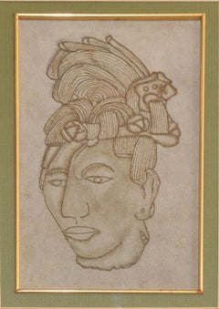 Leather Pyrography Branding Carving Cabeza Maya King of Palenque Art Mexico