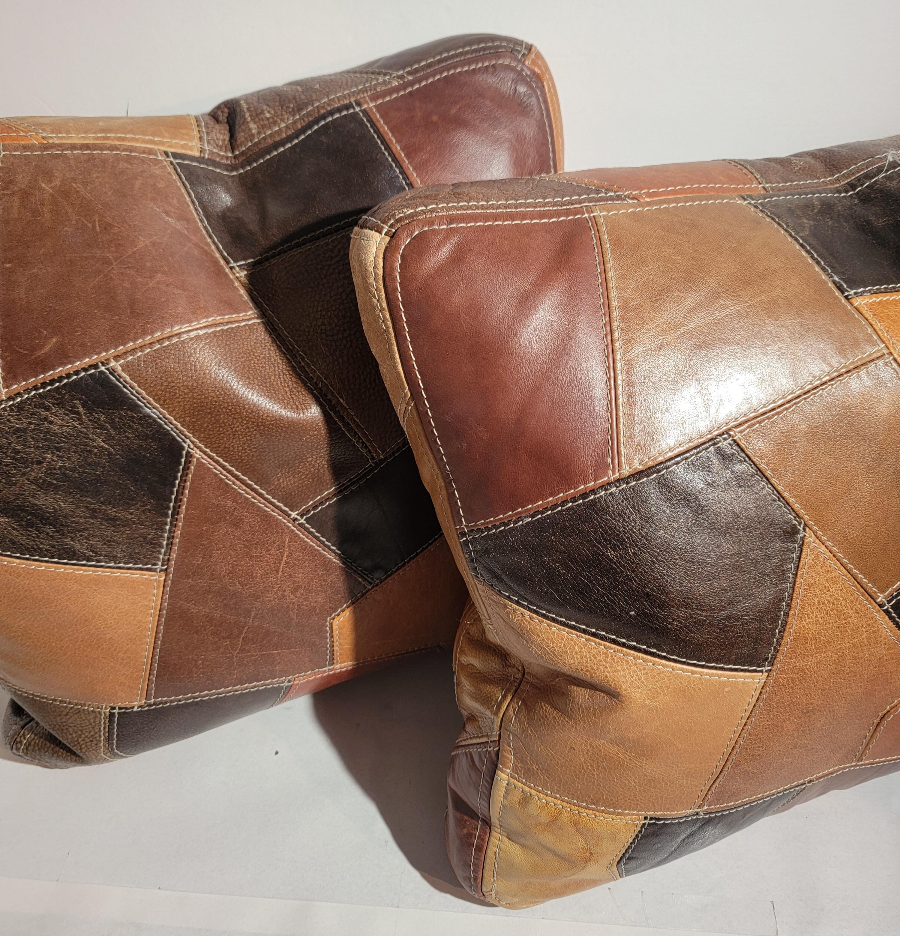 Adirondack Leather Quilted Seat Cushions-Pair pillows For Sale