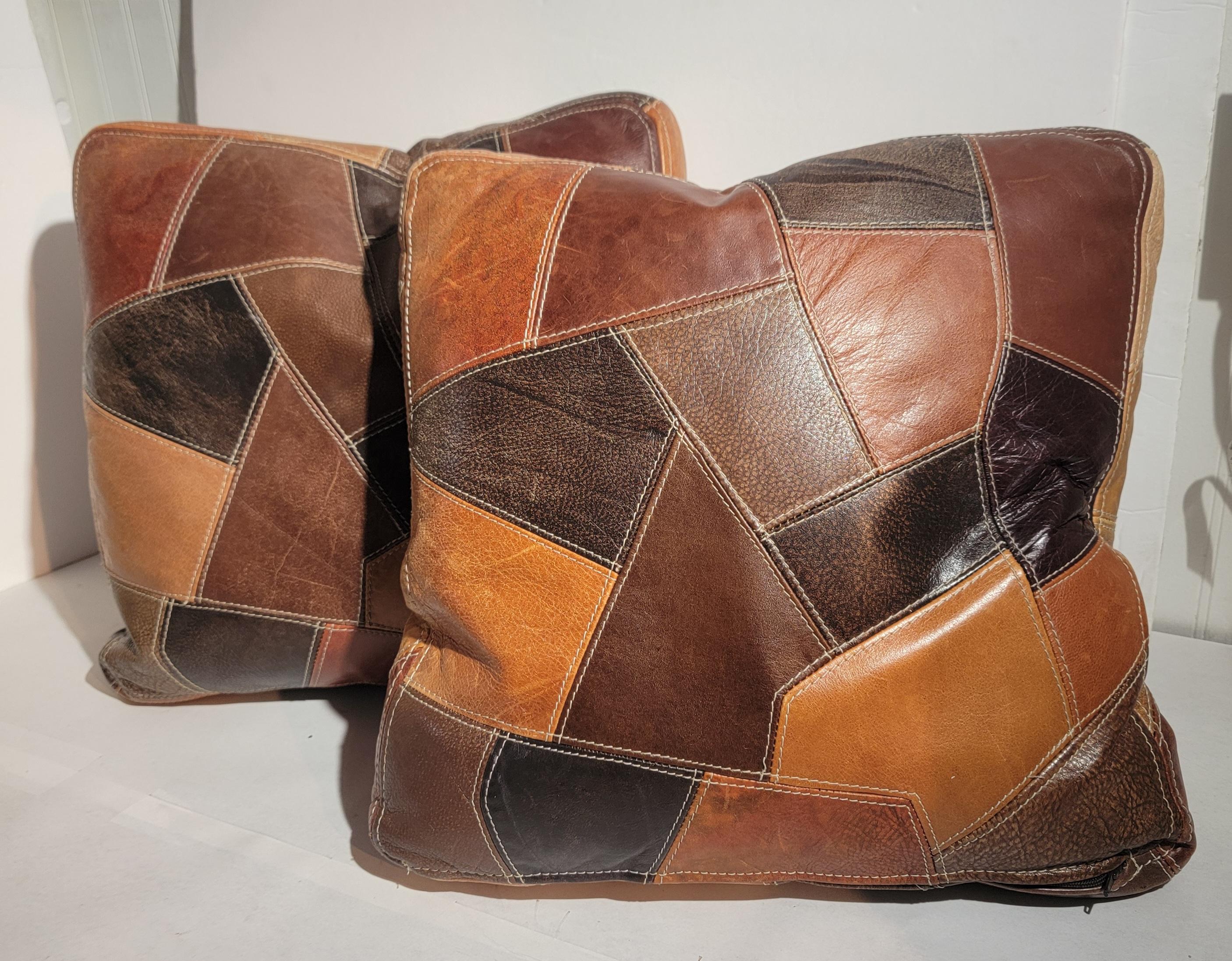 American Leather Quilted Seat Cushions-Pair pillows For Sale