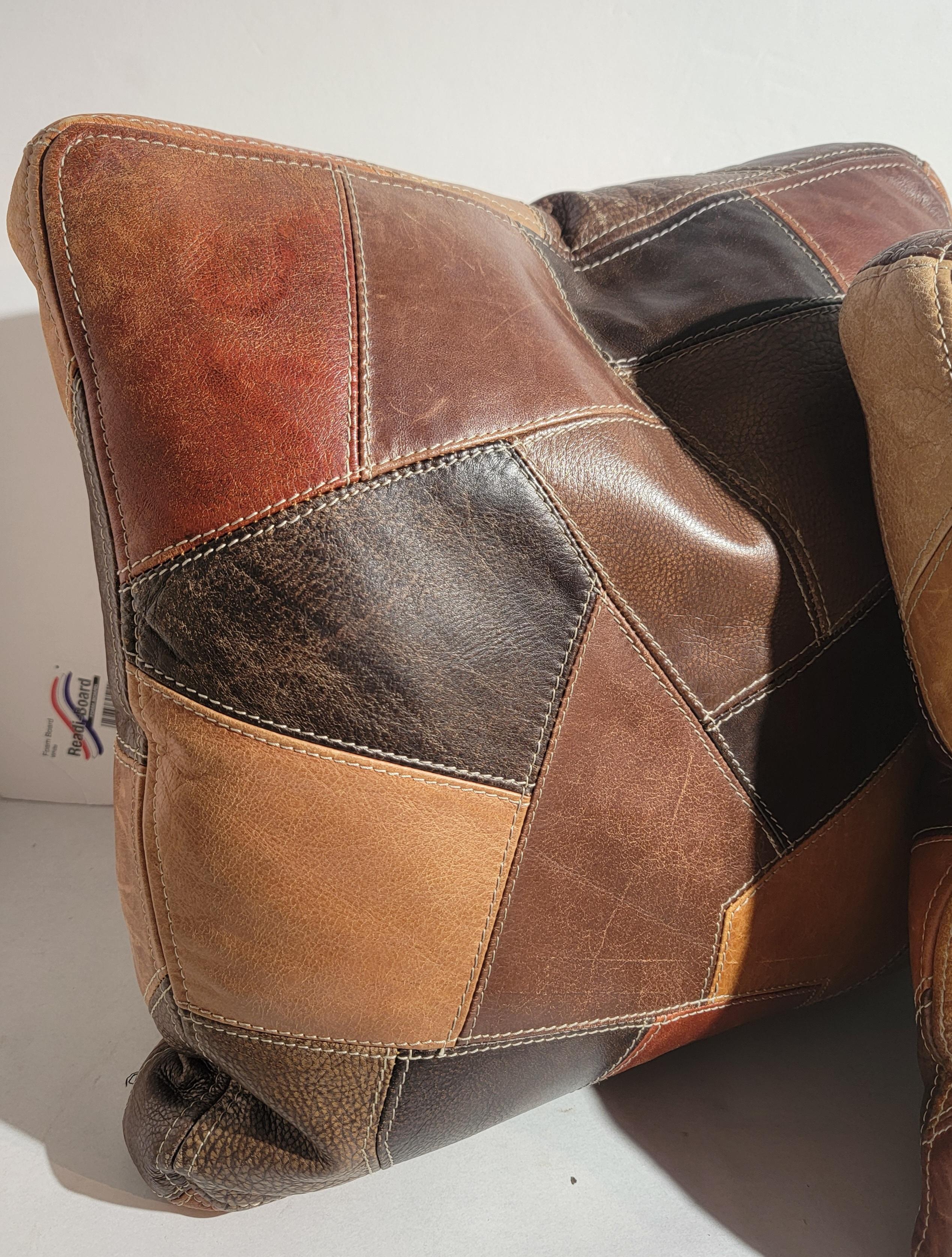 Leather Quilted Seat Cushions-Pair pillows In Good Condition For Sale In Los Angeles, CA