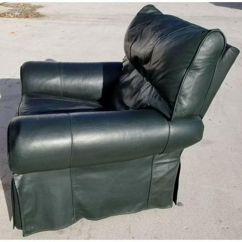 For FULL item description click on CONTINUE READING at the bottom of this page.

Offering One Of Our Recent Palm Beach Estate Fine Furniture Acquisitions Of A
Mid-Century Modern Leathercraft Easeback Recliner Skirted Leather Lounge Club Armchair