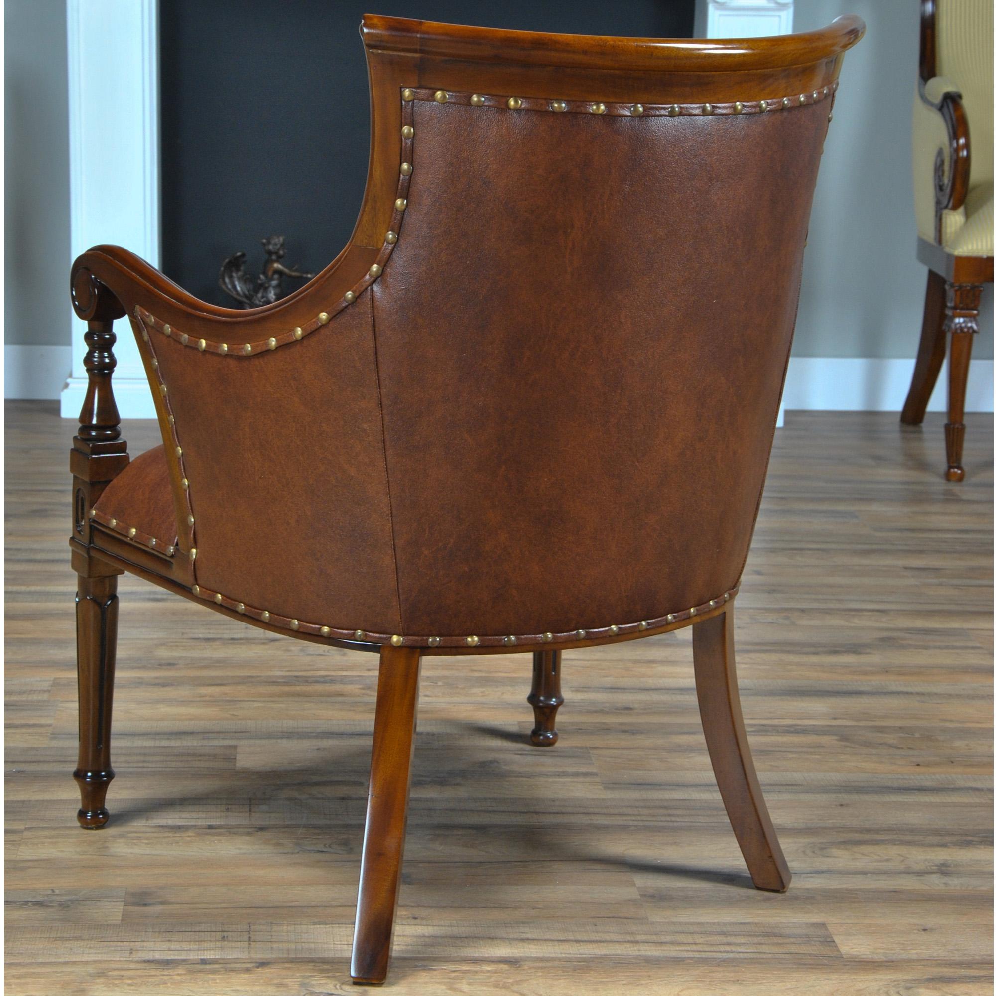 Renaissance Leather Regency Chair For Sale