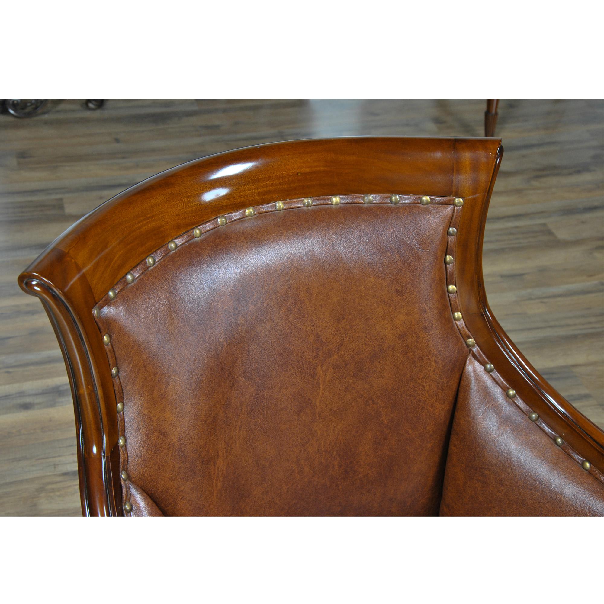 Leather Regency Chair In Distressed Condition For Sale In Annville, PA