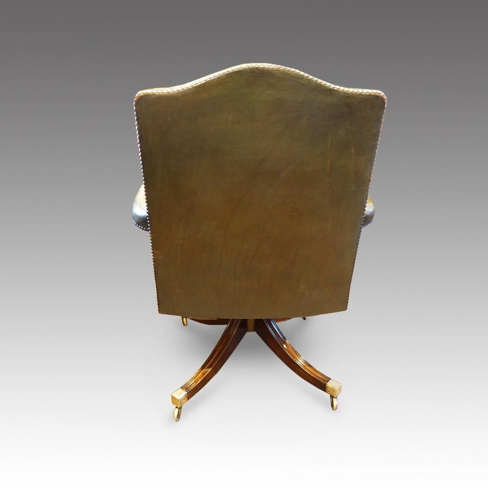 Georgian style mahogany leather revolving desk chair early 20th. century 1