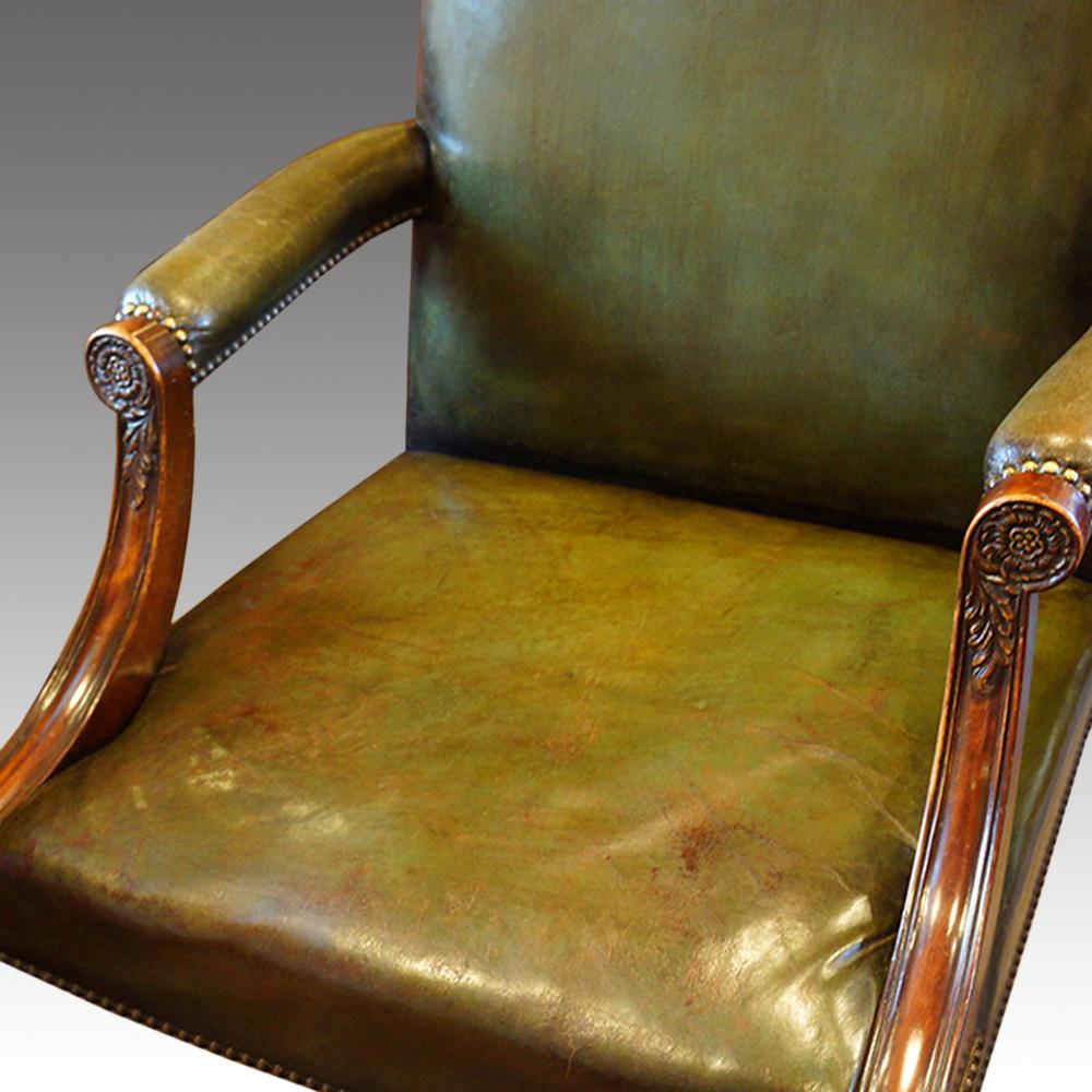 Georgian style mahogany leather revolving desk chair early 20th. century 2
