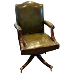Georgian style mahogany leather revolving desk chair early 20th. century