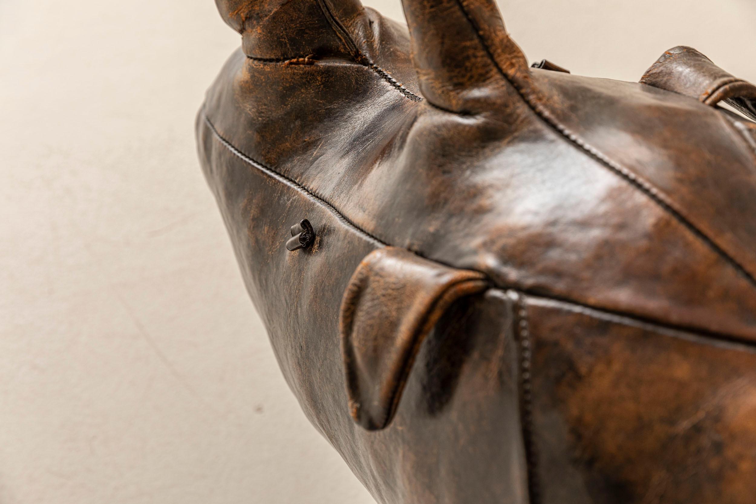 Mid-Century Modern Leather Rhino by Dimitri Omersa