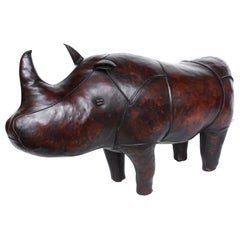 Vintage Leather Rhino Foot Stool