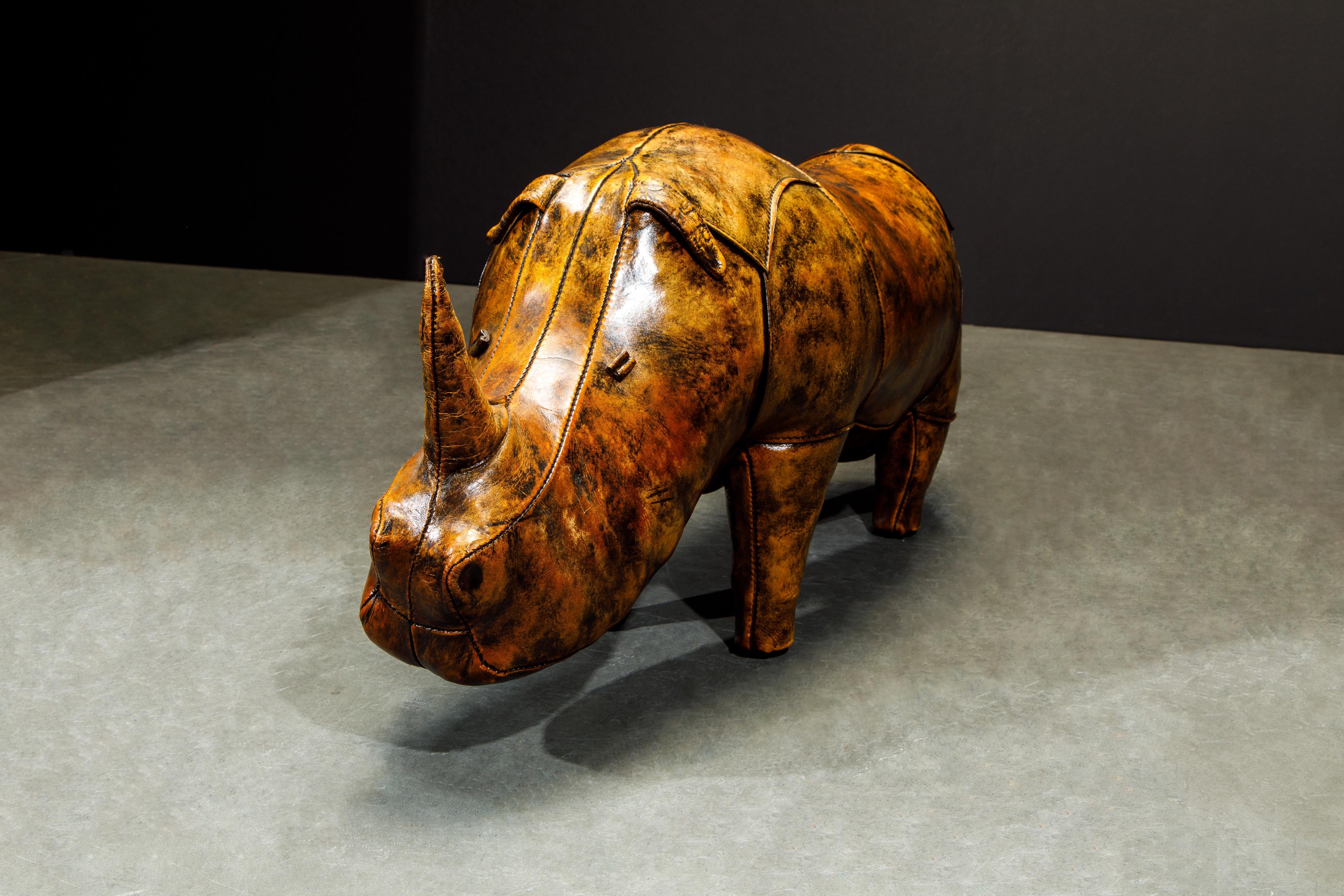 Leather Rhino Stool by Dimitri Omersa for Abercrombie & Fitch, Signed 2