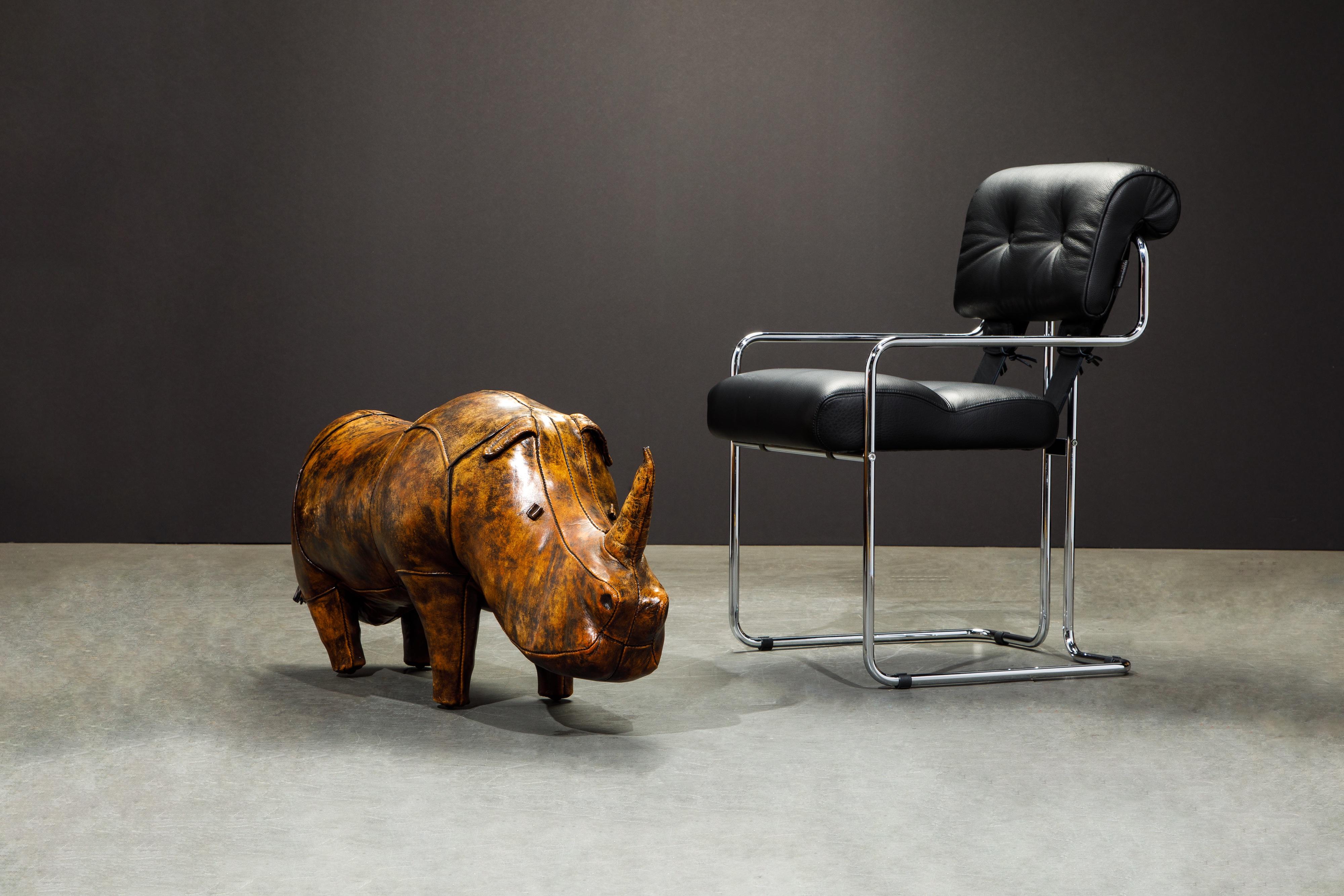 Leather Rhino Stool by Dimitri Omersa for Abercrombie & Fitch, Signed 6