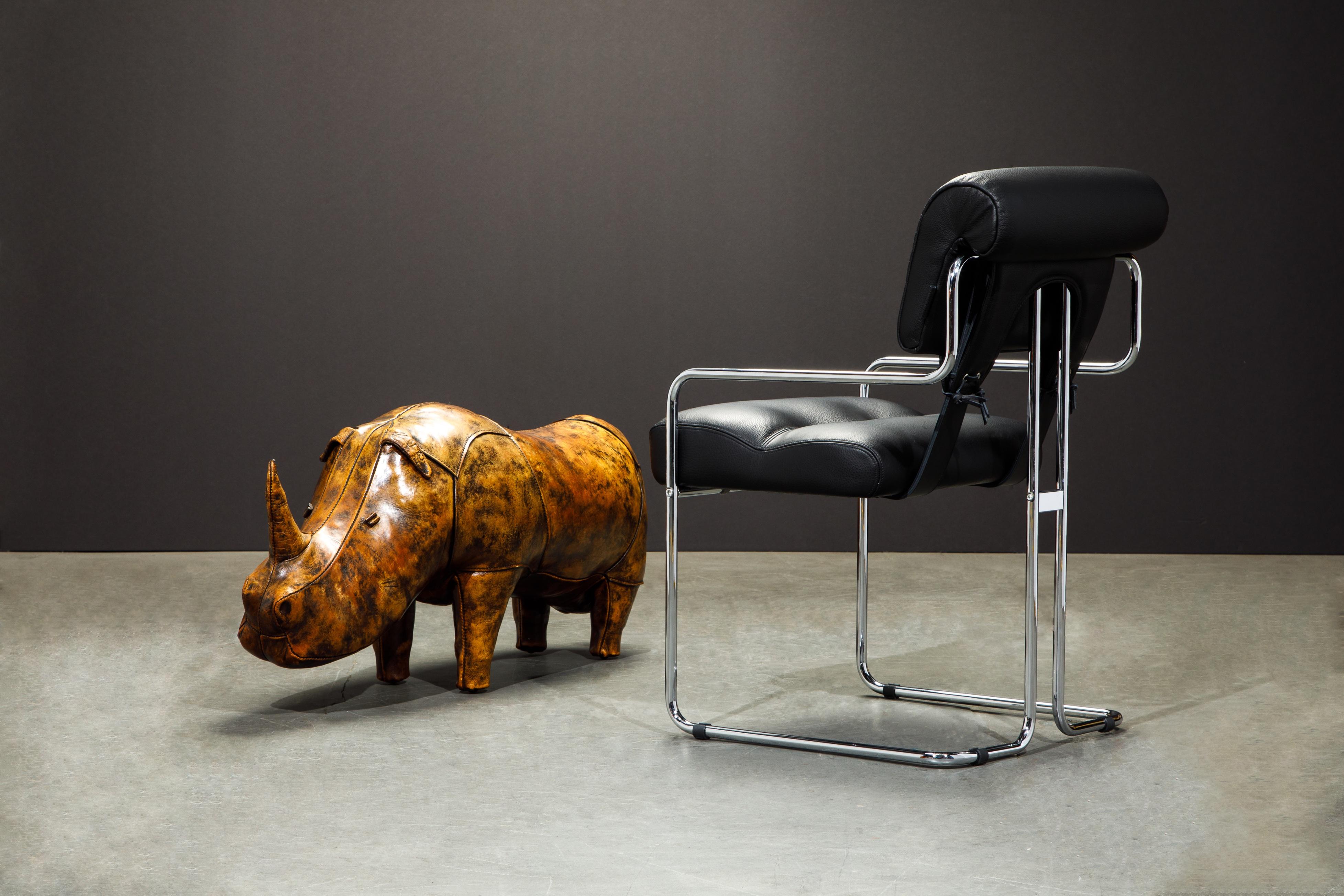 Leather Rhino Stool by Dimitri Omersa for Abercrombie & Fitch, Signed 7