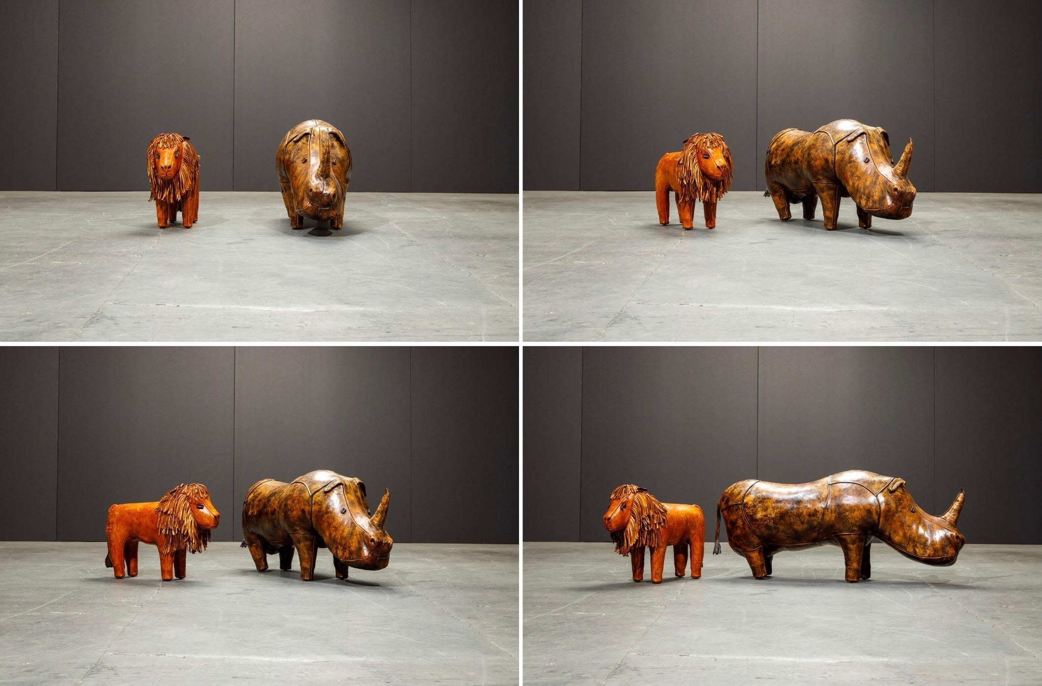 Leather Rhino Stool by Dimitri Omersa for Abercrombie & Fitch, Signed 9