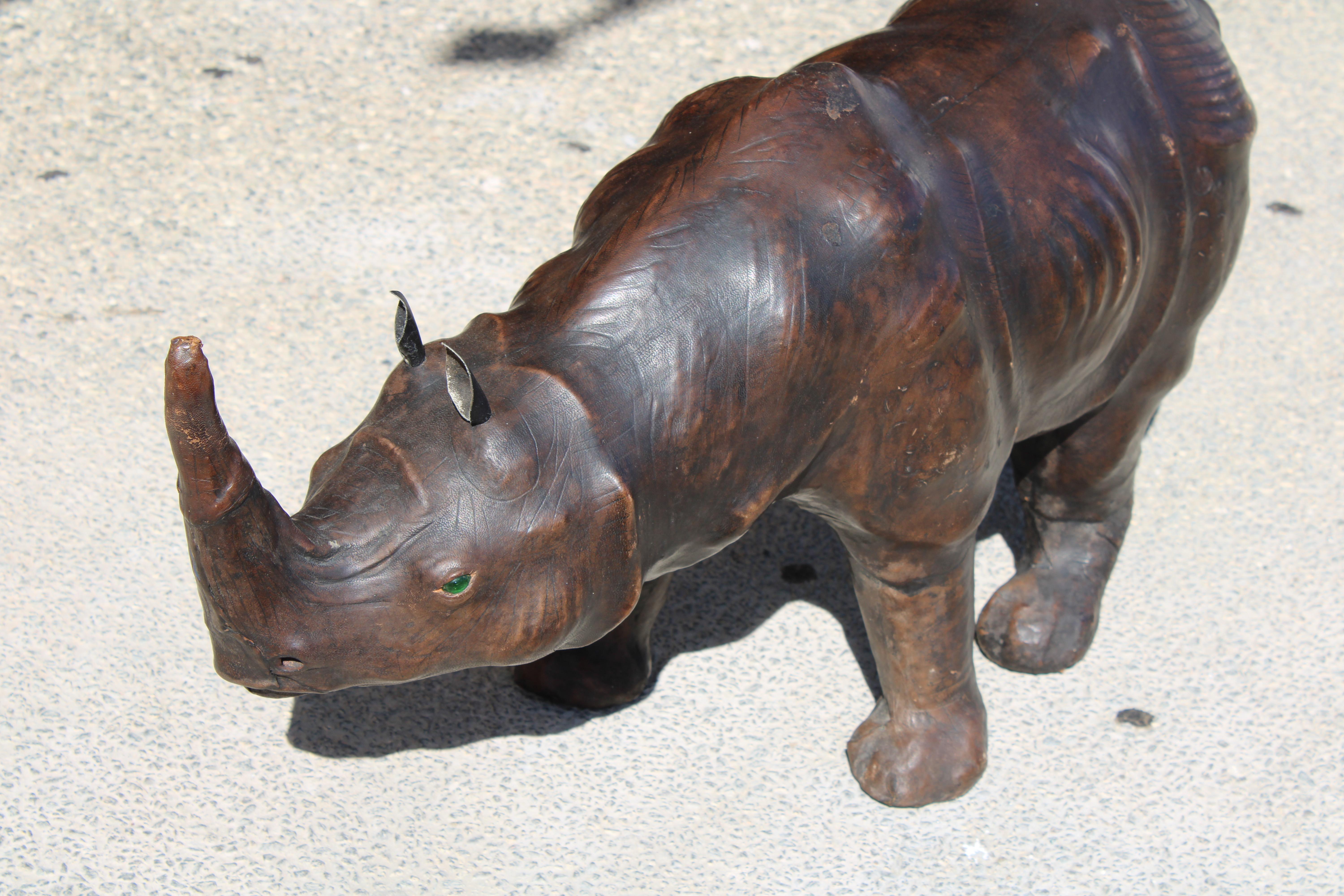 Leather Rhinoceros Attributed to Dimitri Omersa (large version) For Sale 5