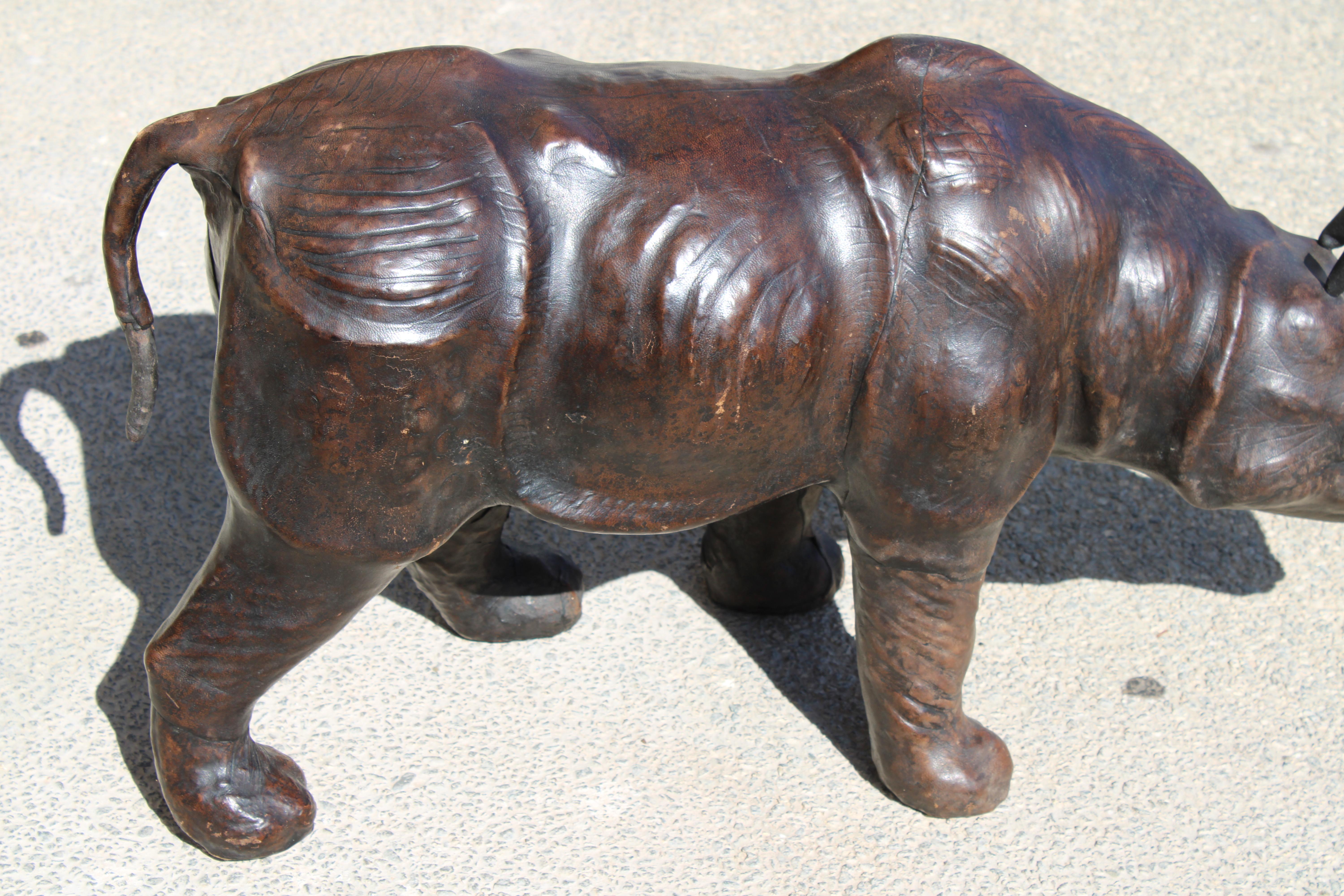 Mid-Century Modern Leather Rhinoceros Attributed to Dimitri Omersa (large version) For Sale
