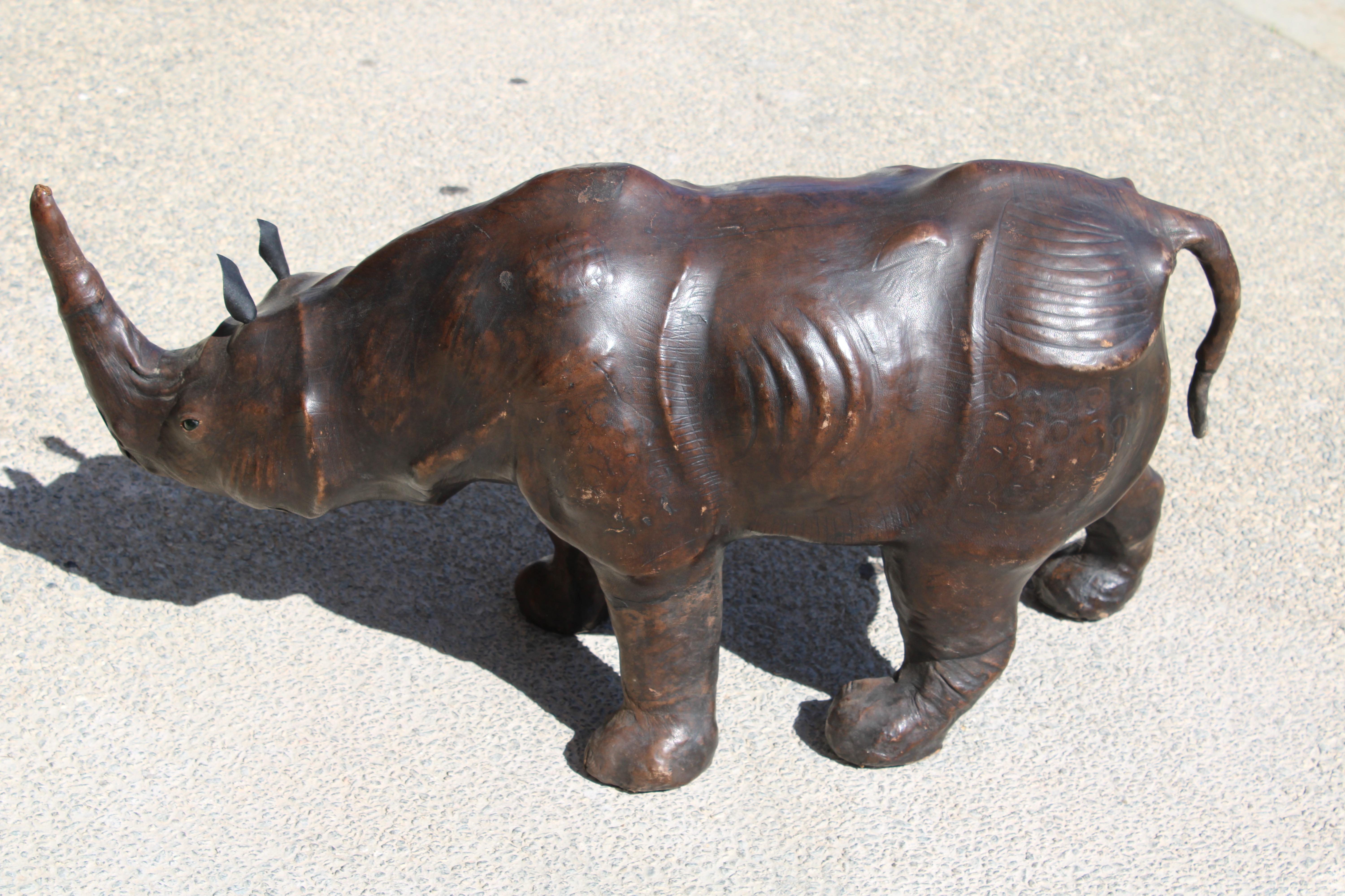 Late 20th Century Leather Rhinoceros Attributed to Dimitri Omersa (large version) For Sale