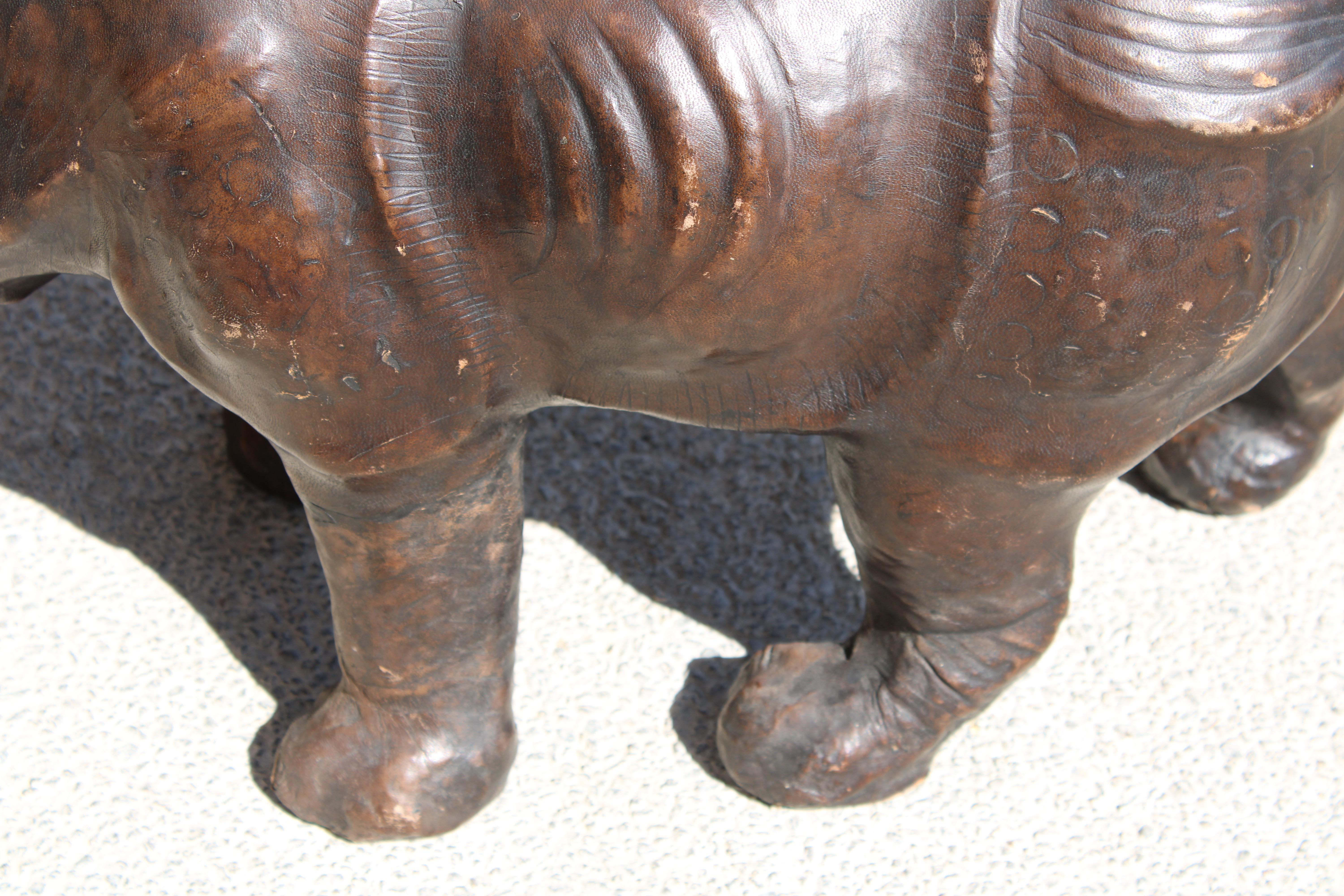 Leather Rhinoceros Attributed to Dimitri Omersa (large version) For Sale 1