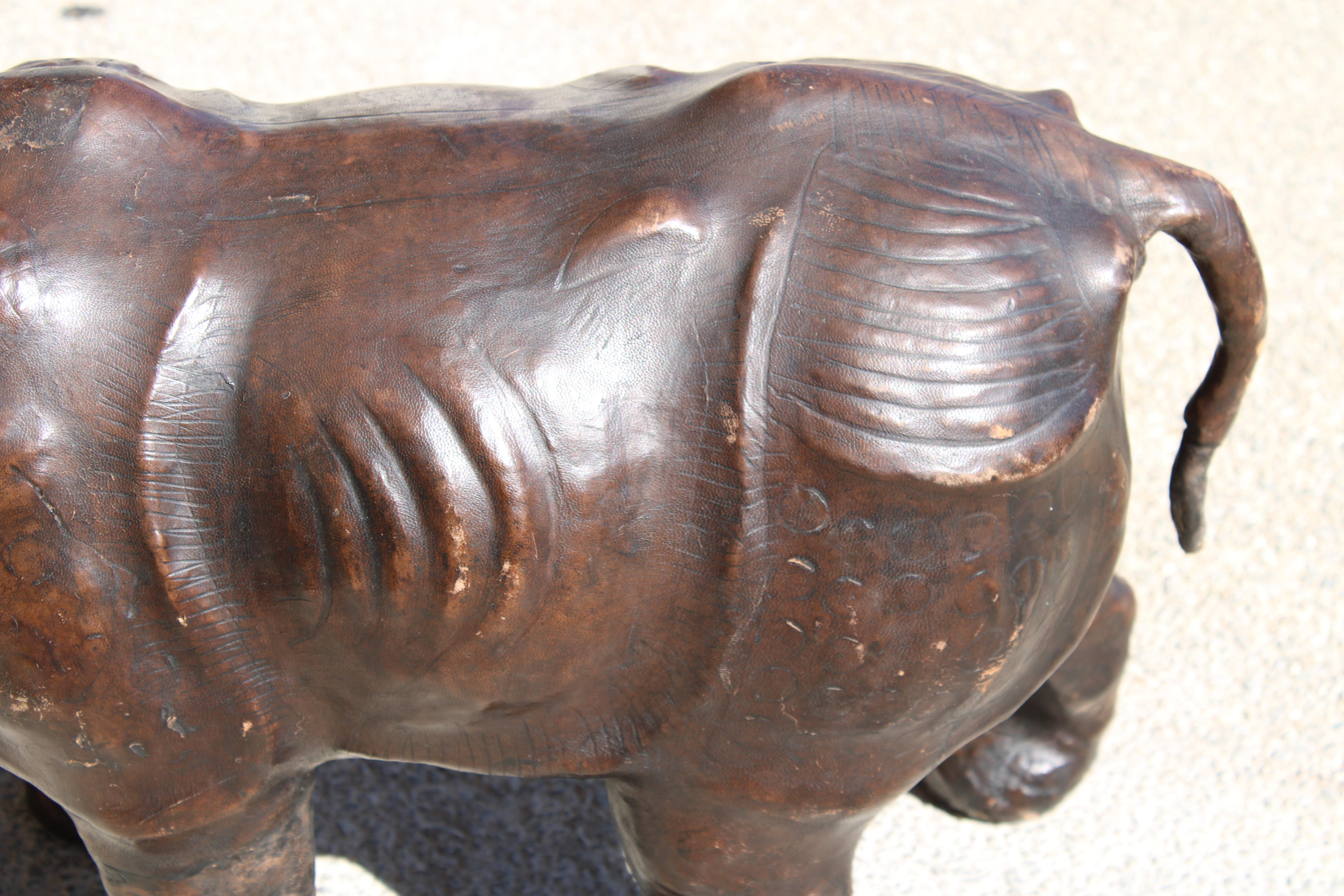 Leather Rhinoceros Attributed to Dimitri Omersa (large version) For Sale 2