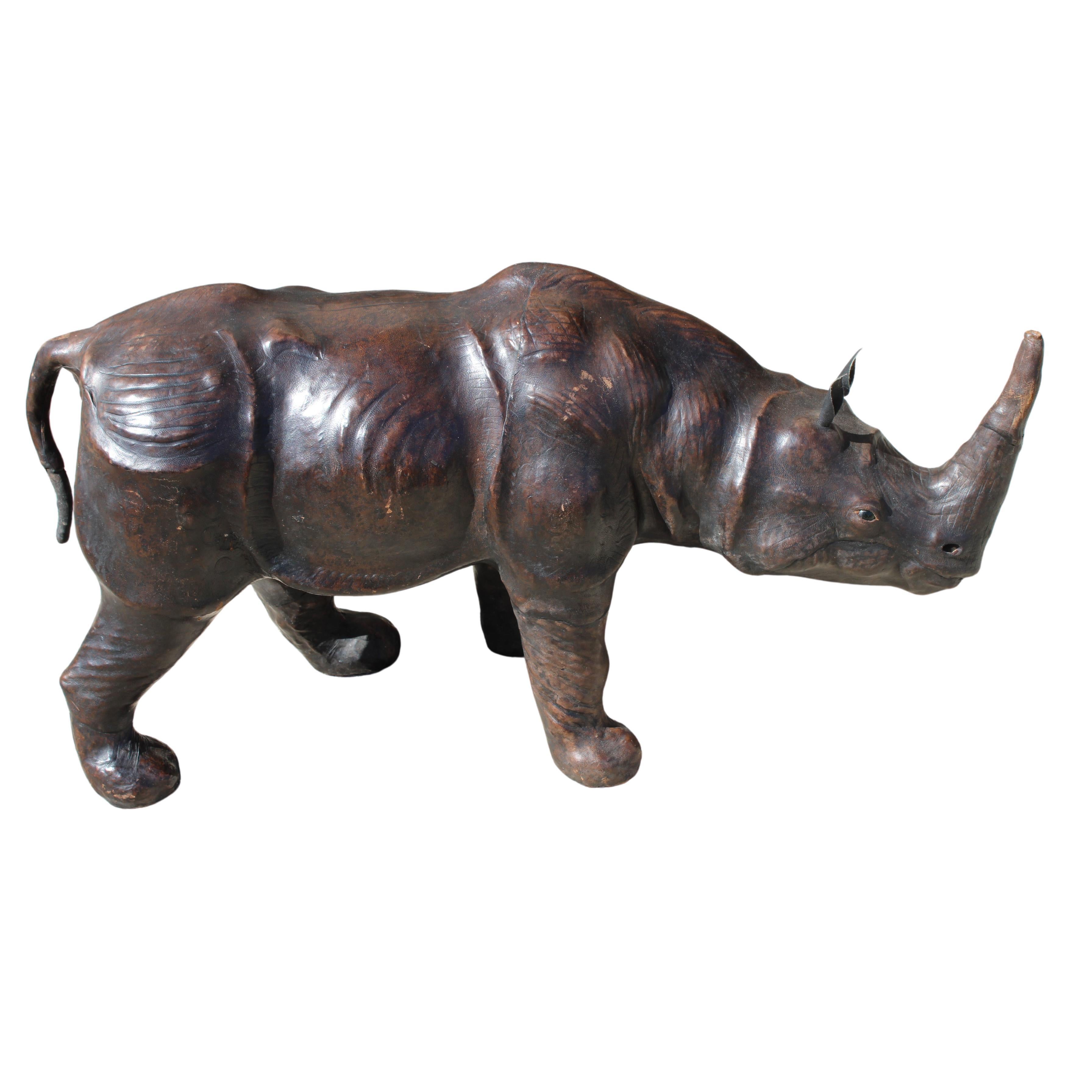 Leather Rhinoceros Attributed to Dimitri Omersa (large version) For Sale