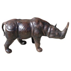 Vintage Leather Rhinoceros Attributed to Dimitri Omersa (large version)