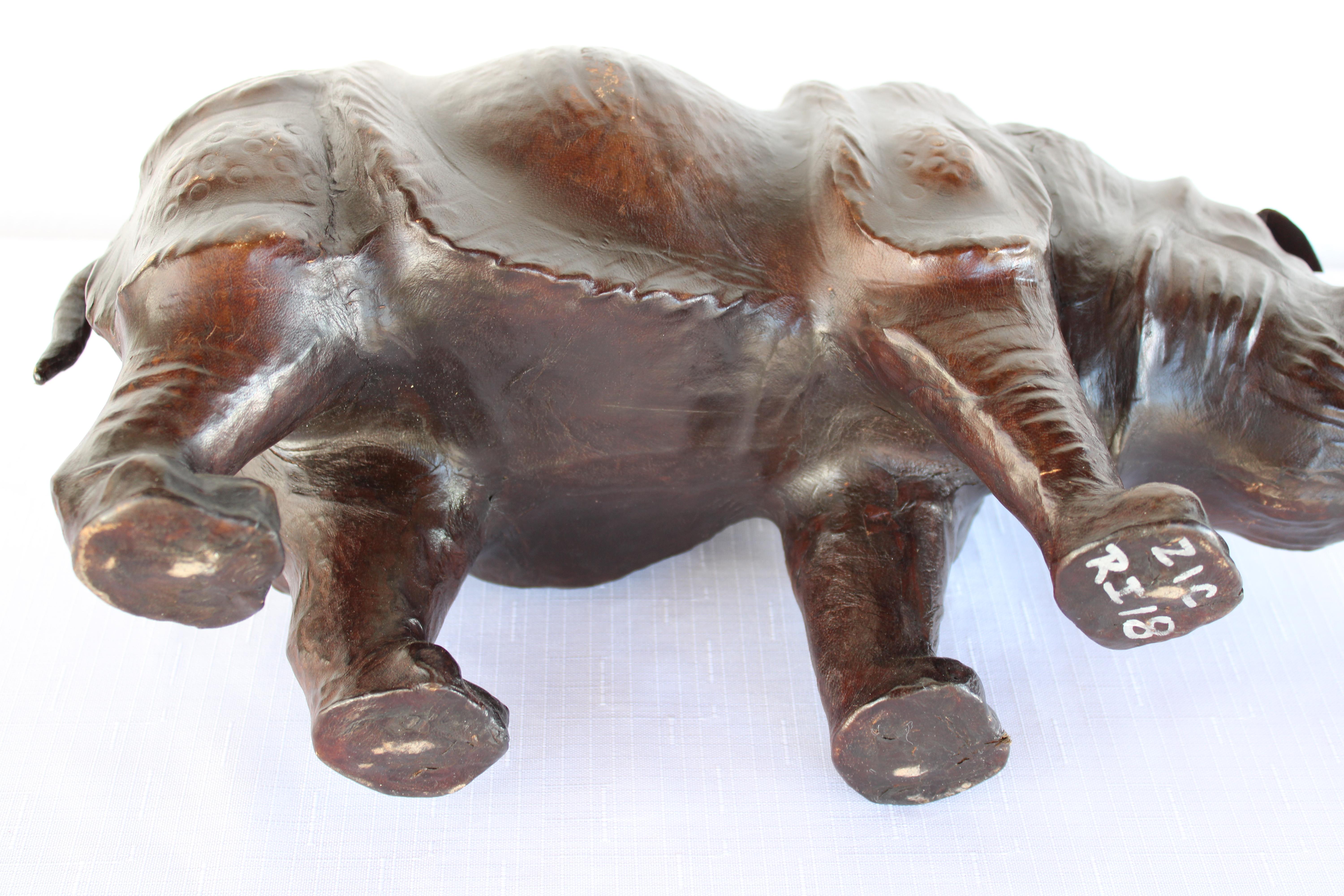 Leather Rhinoceros Attributed to Dimitri Omersa (smaller version) For Sale 2