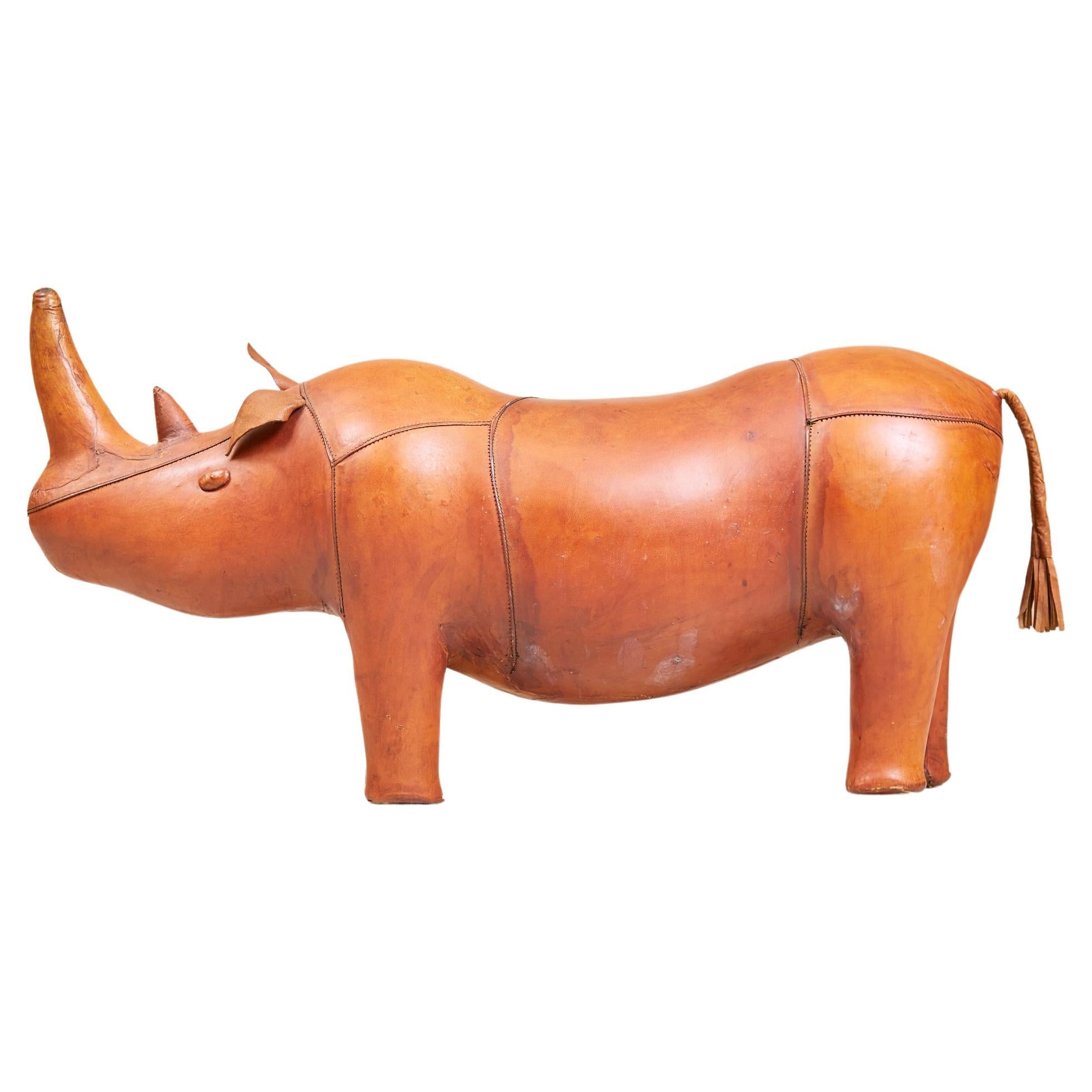 Tabouret Rhinoceros Rhino en cuir Dimitri Omersa pour Liberty Vintage