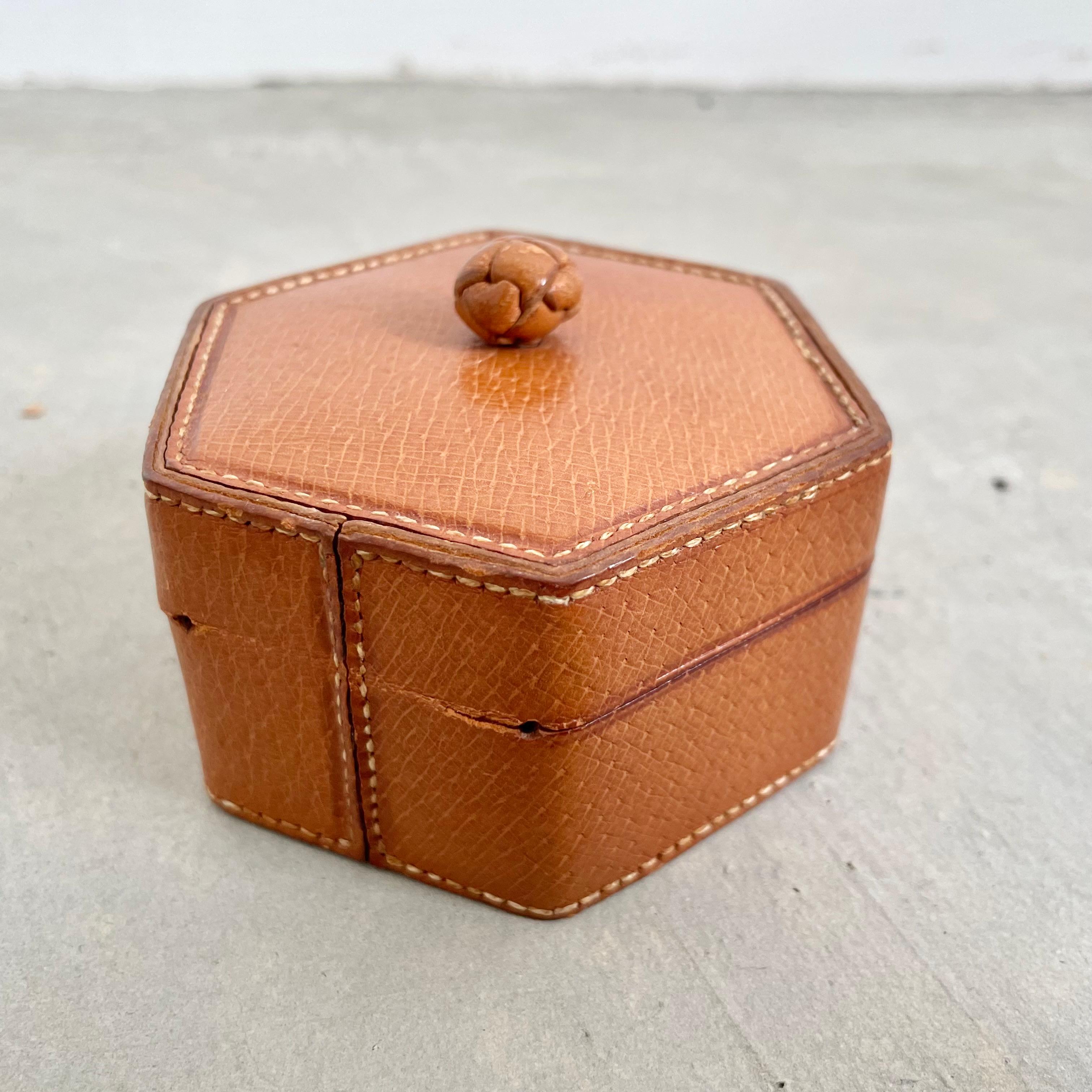 Late 20th Century Leather Ring Box, 1970s France