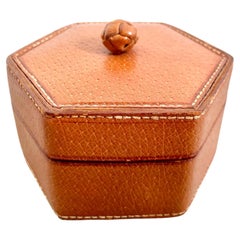 Vintage Leather Ring Box, 1970s France