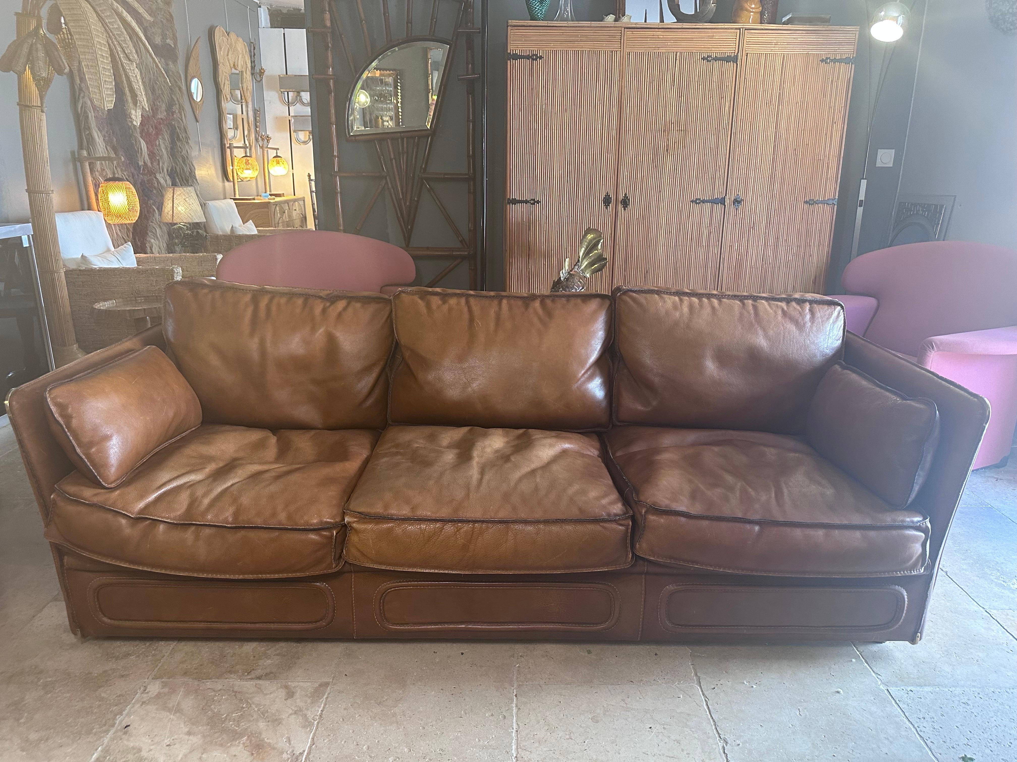 Leather Roche Bobois sofa In Good Condition For Sale In Isle Sur Sorgue, FR