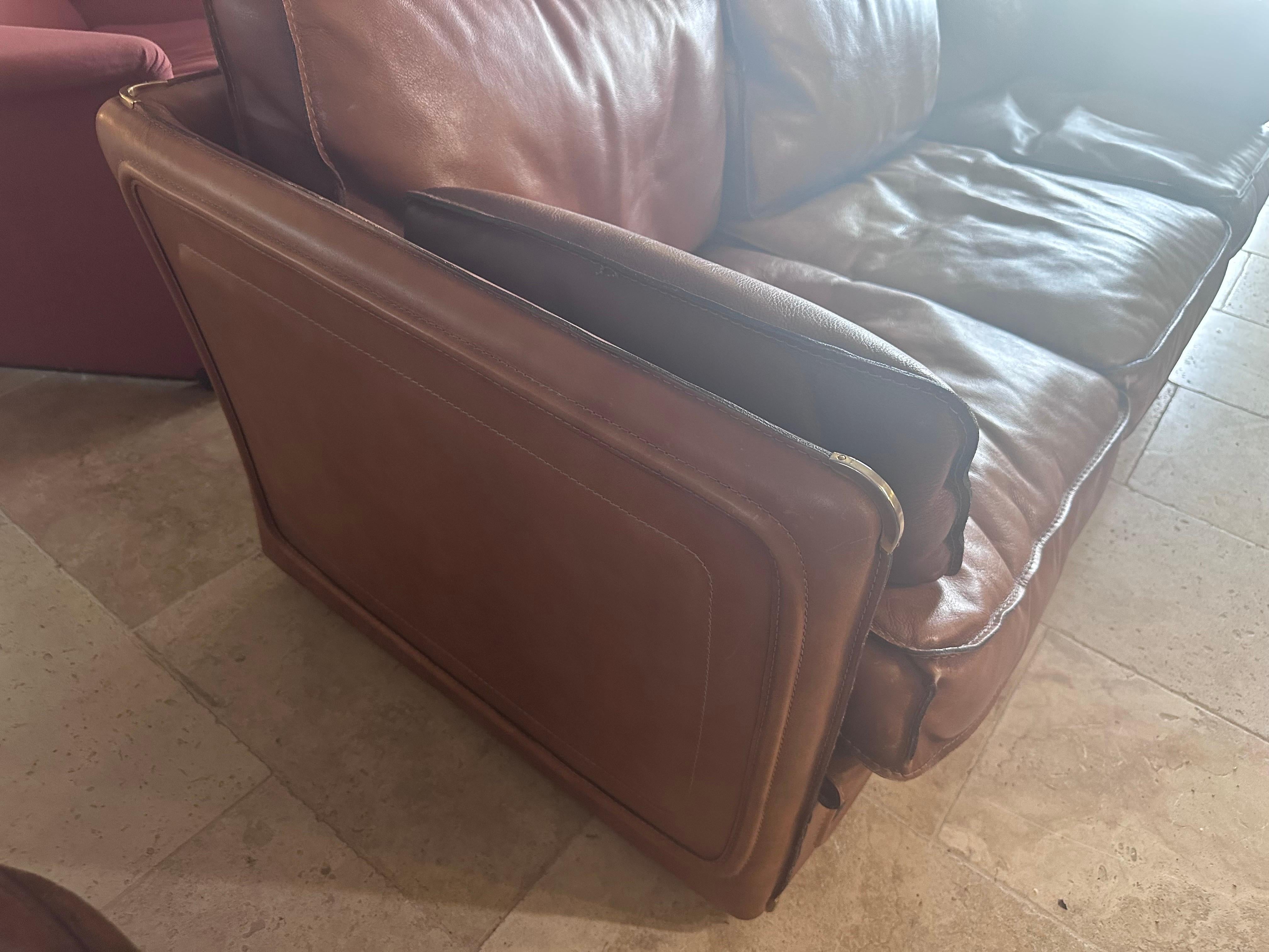 Late 20th Century Leather Roche Bobois sofa For Sale