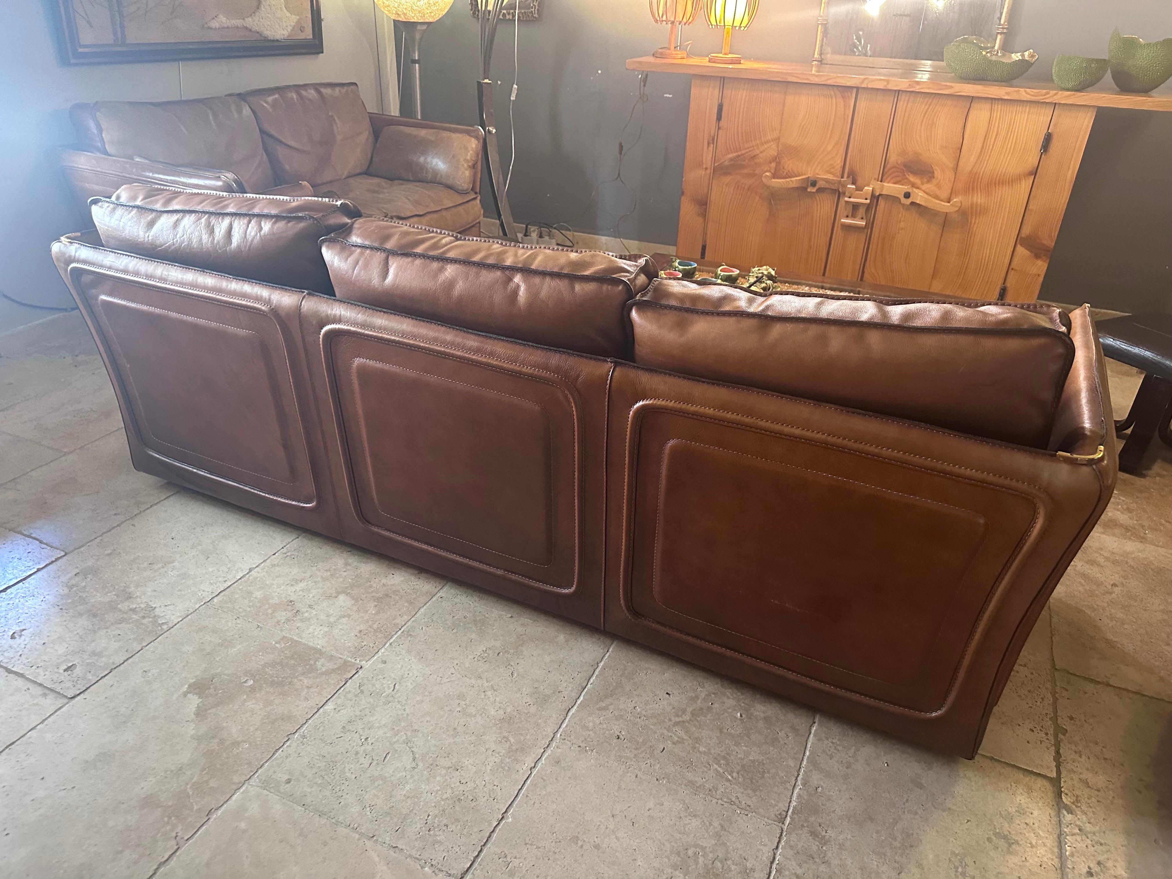 Leather Roche Bobois sofa For Sale 3