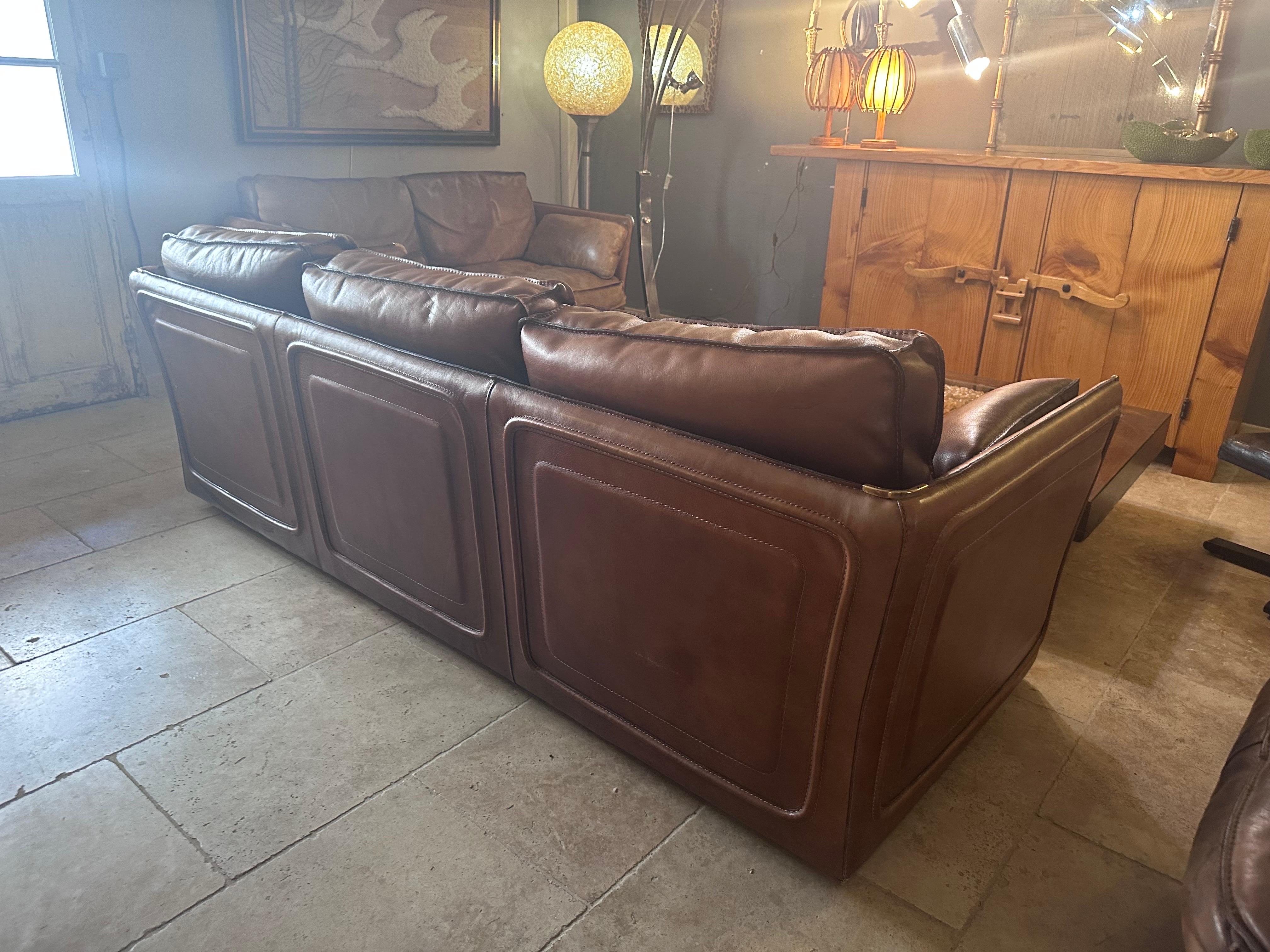 Leather Roche Bobois sofa For Sale 4