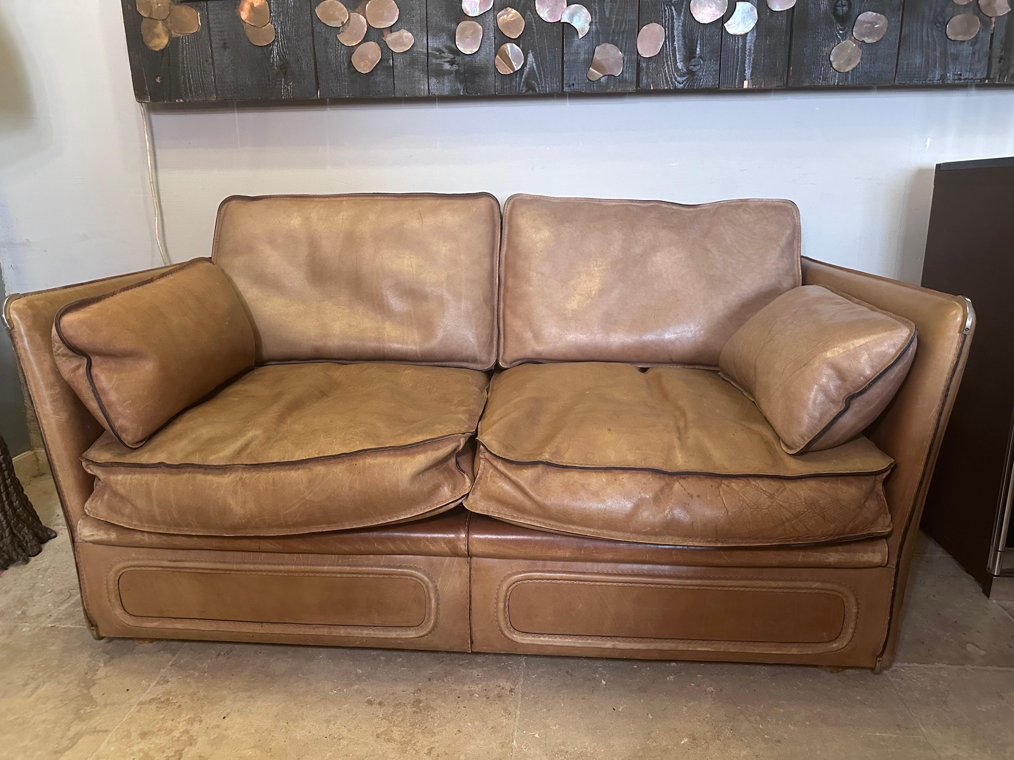 Leather Roche Bobois sofa For Sale 4