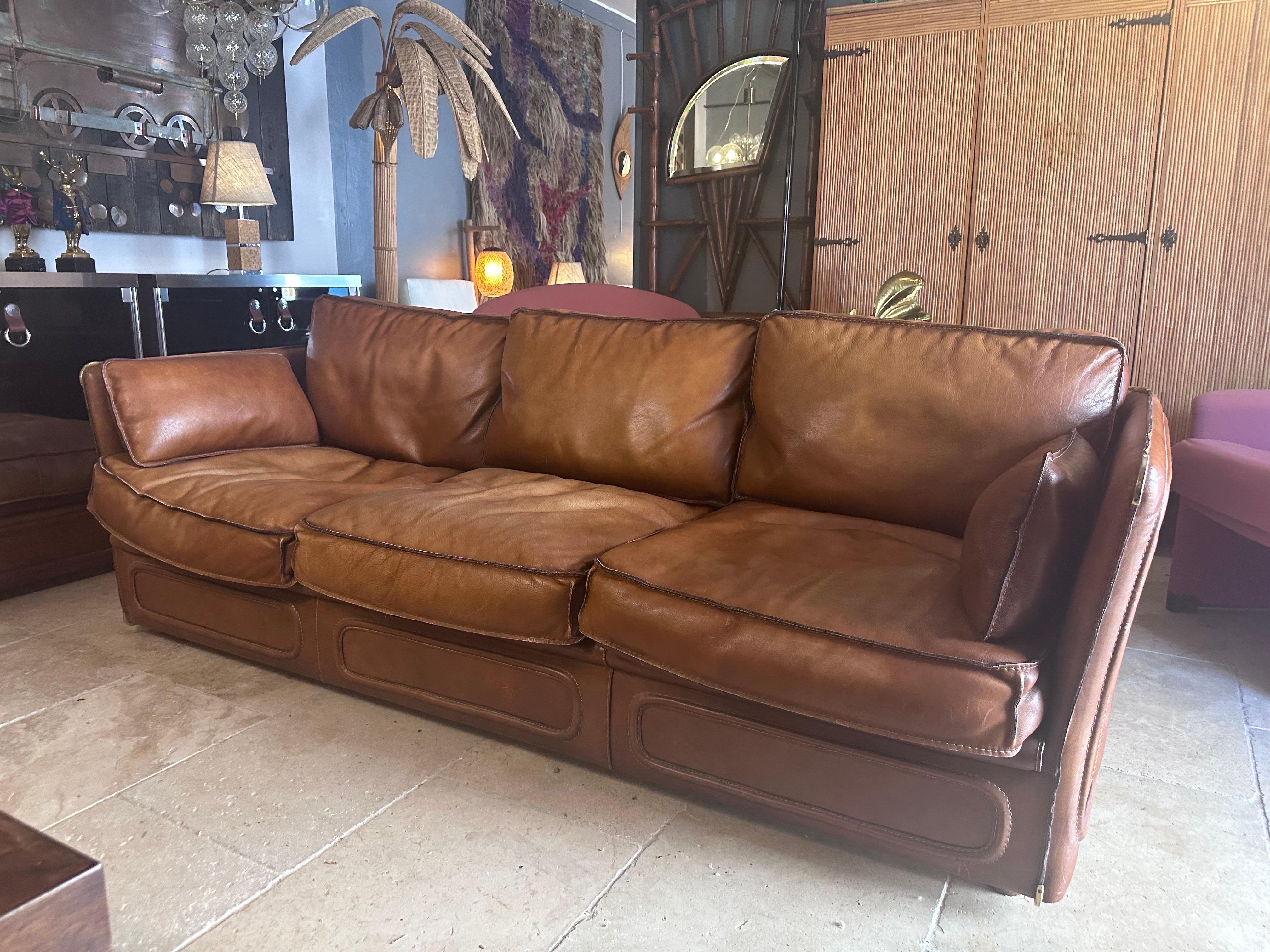 Leather Roche Bobois sofa For Sale 5
