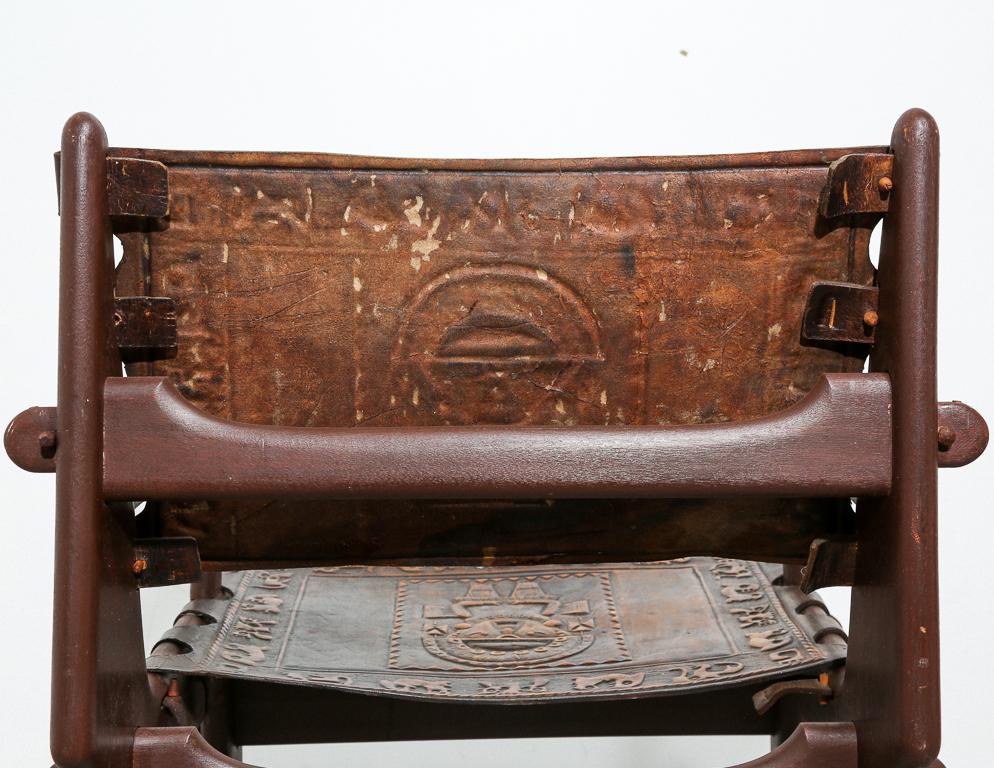 Mid-20th Century Leather Rocking Chair by Angel Pazmino
