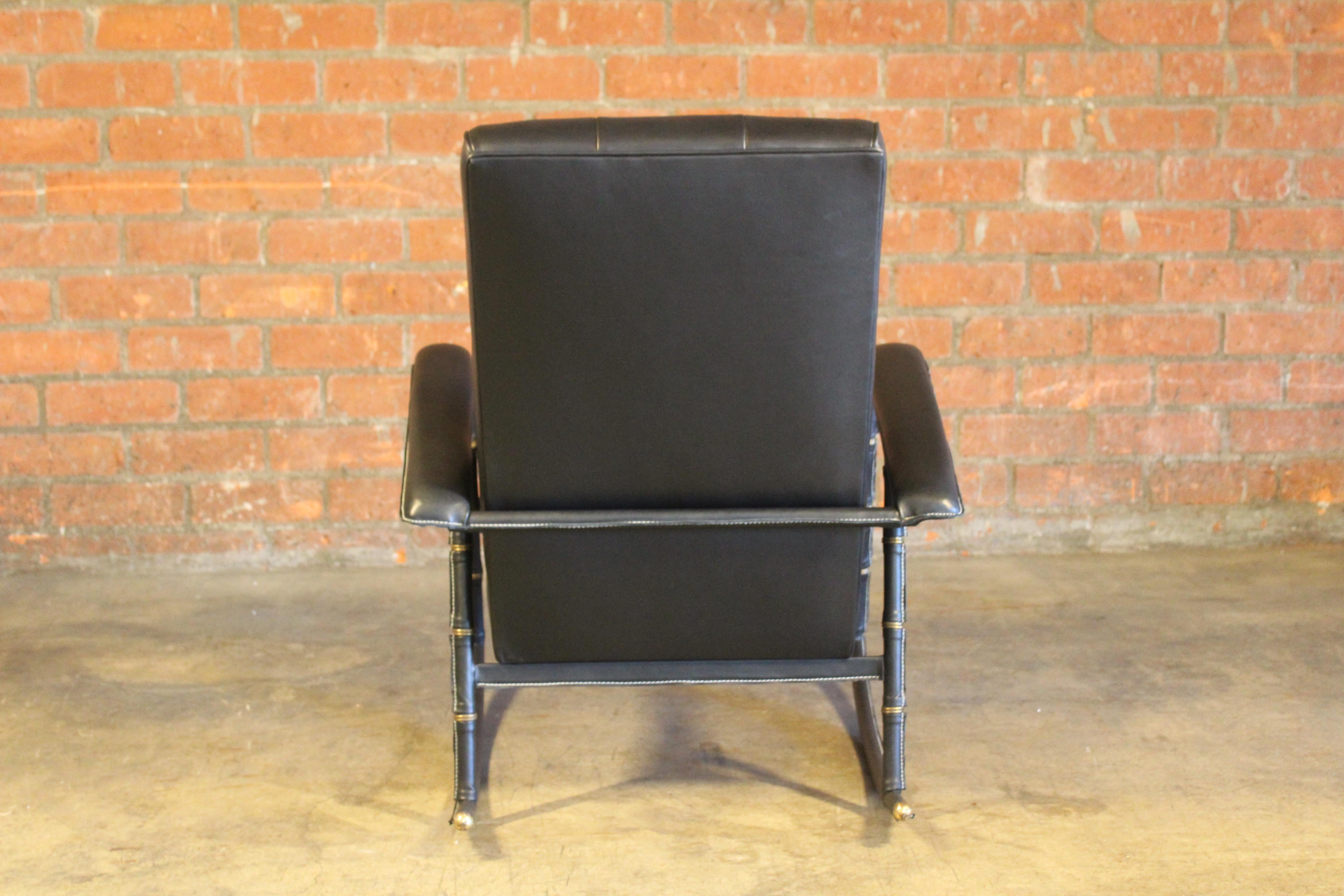 Leather Rocking Chair by Jacques Adnet, France, 1950 For Sale 8