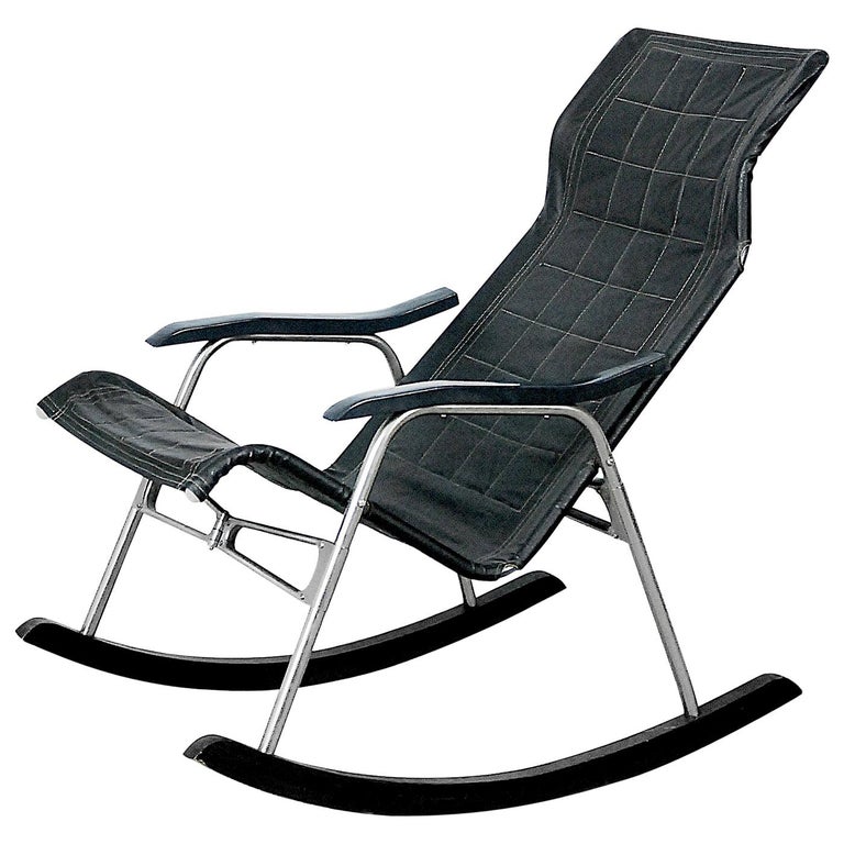Leather Rocking Chair by Takeshi Nii, 1950s For Sale at 1stDibs