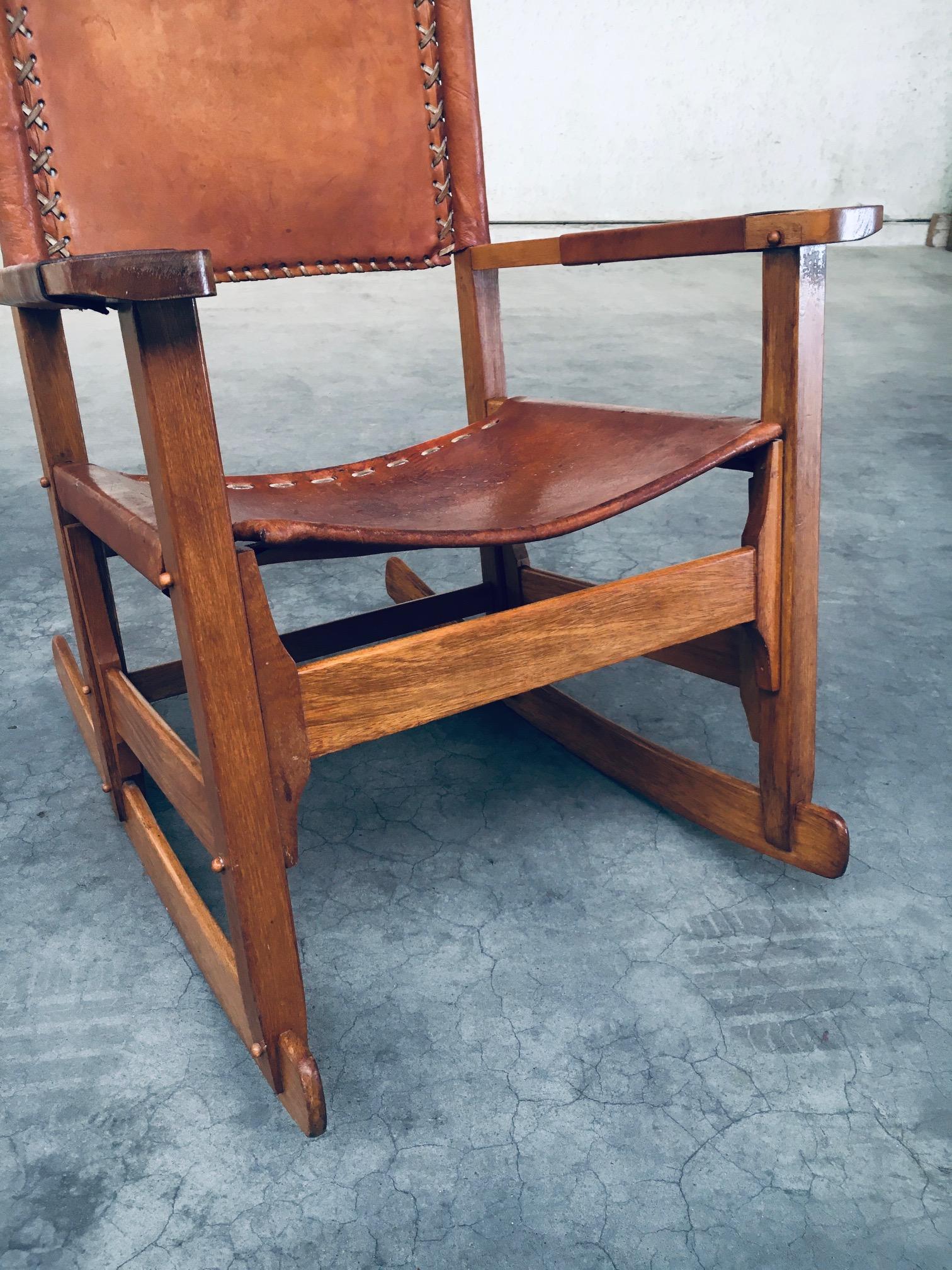 Leather Rocking Chair by Werner Biermann for Arte Sano Bogota, Colombia 1960's For Sale 4