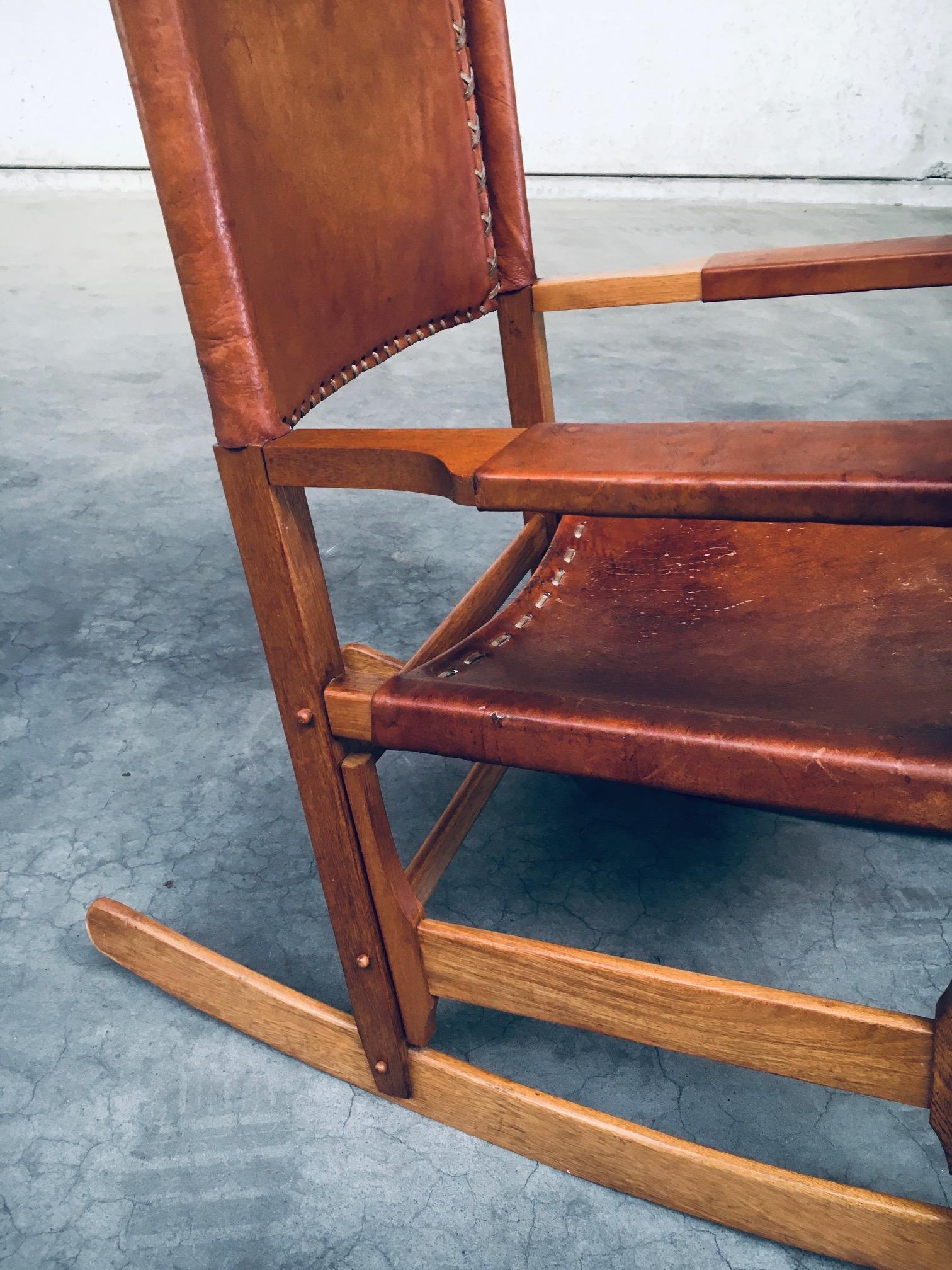 Leather Rocking Chair by Werner Biermann for Arte Sano Bogota, Colombia 1960's For Sale 6