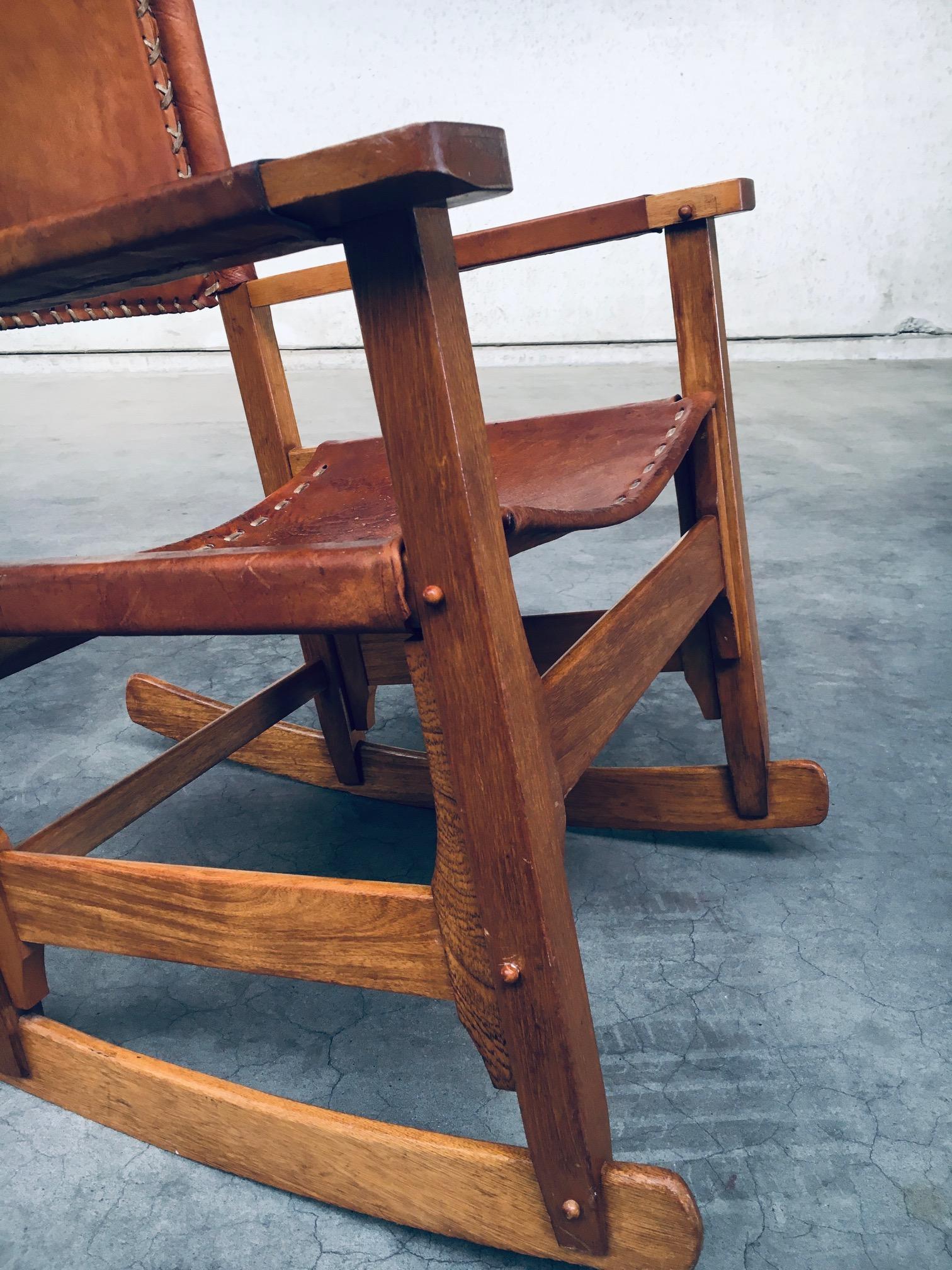 Leather Rocking Chair by Werner Biermann for Arte Sano Bogota, Colombia 1960's For Sale 7