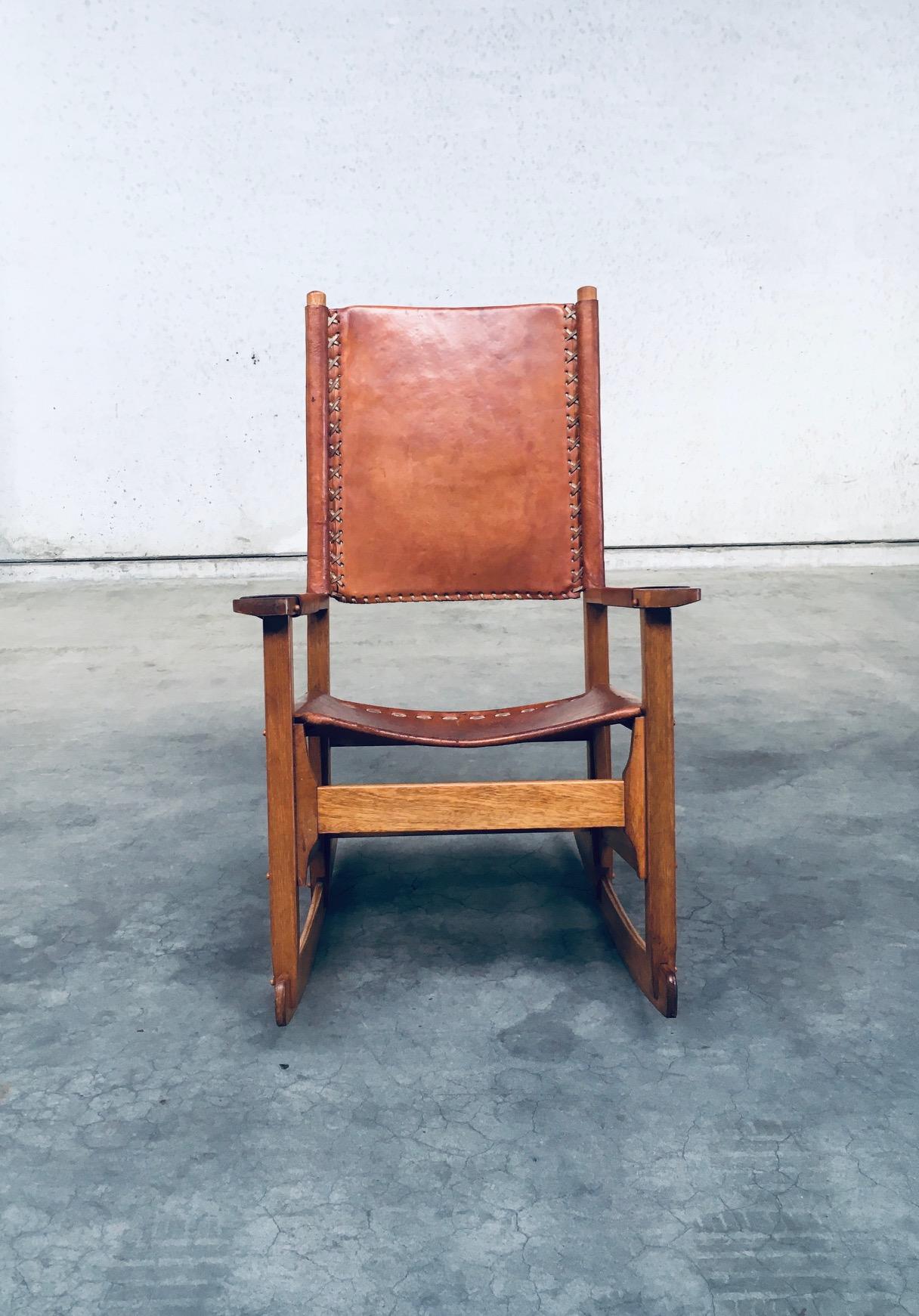 Colombian Leather Rocking Chair by Werner Biermann for Arte Sano Bogota, Colombia 1960's For Sale
