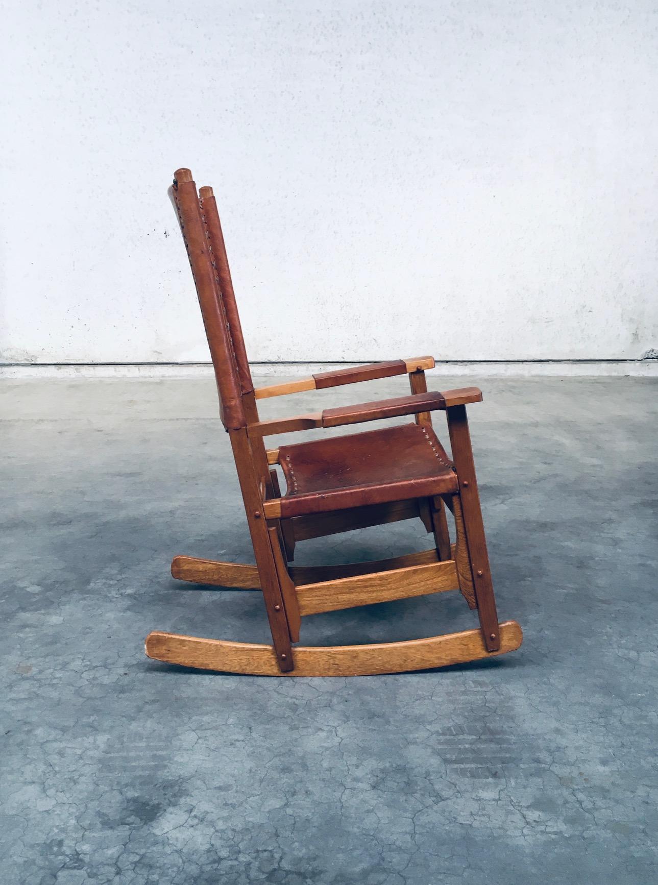 Leather Rocking Chair by Werner Biermann for Arte Sano Bogota, Colombia 1960's For Sale 1