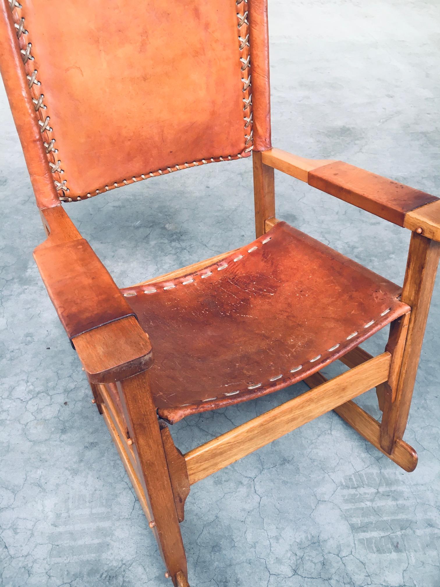 Leather Rocking Chair by Werner Biermann for Arte Sano Bogota, Colombia 1960's For Sale 3