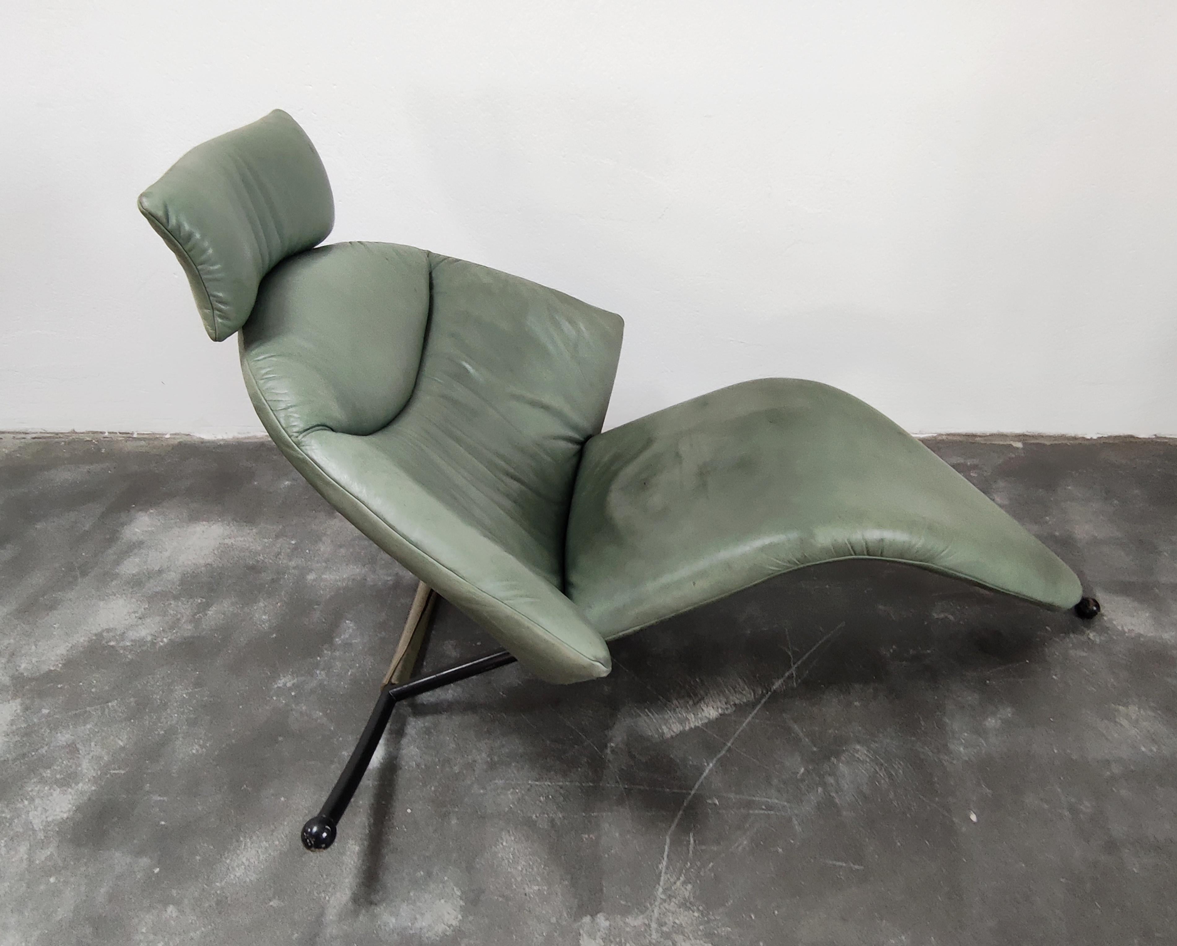 Leather Rocking Lounge Chair by Stefan Heiliger, Model Culla, Switzerland 1990 1