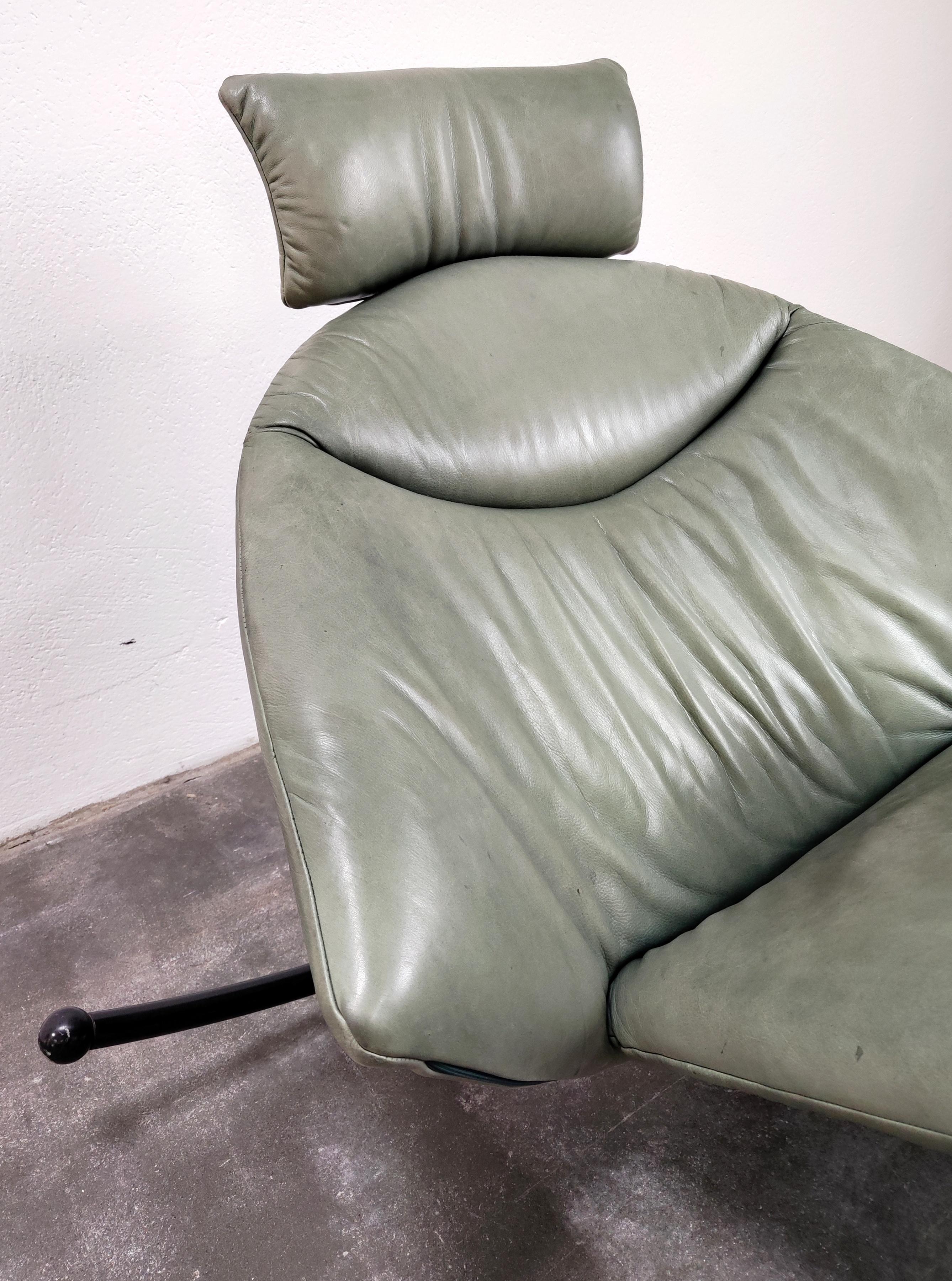 Leather Rocking Lounge Chair by Stefan Heiliger, Model Culla, Switzerland 1990 2