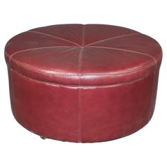 Retro Leather Rolling Ottoman