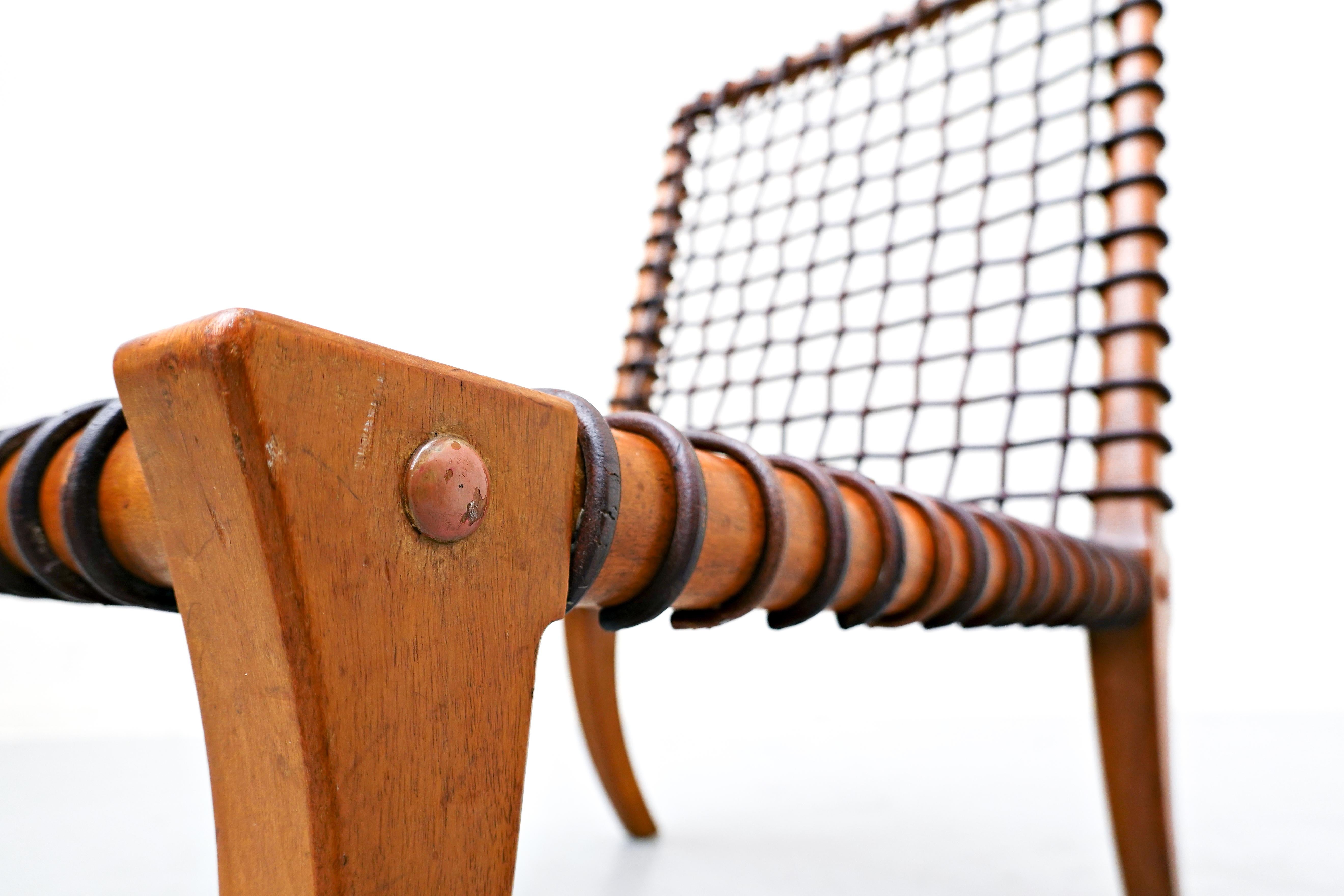 Leather Rope Chair by T.H. Robsjohn-Gibbings Klismos for Saridis 1